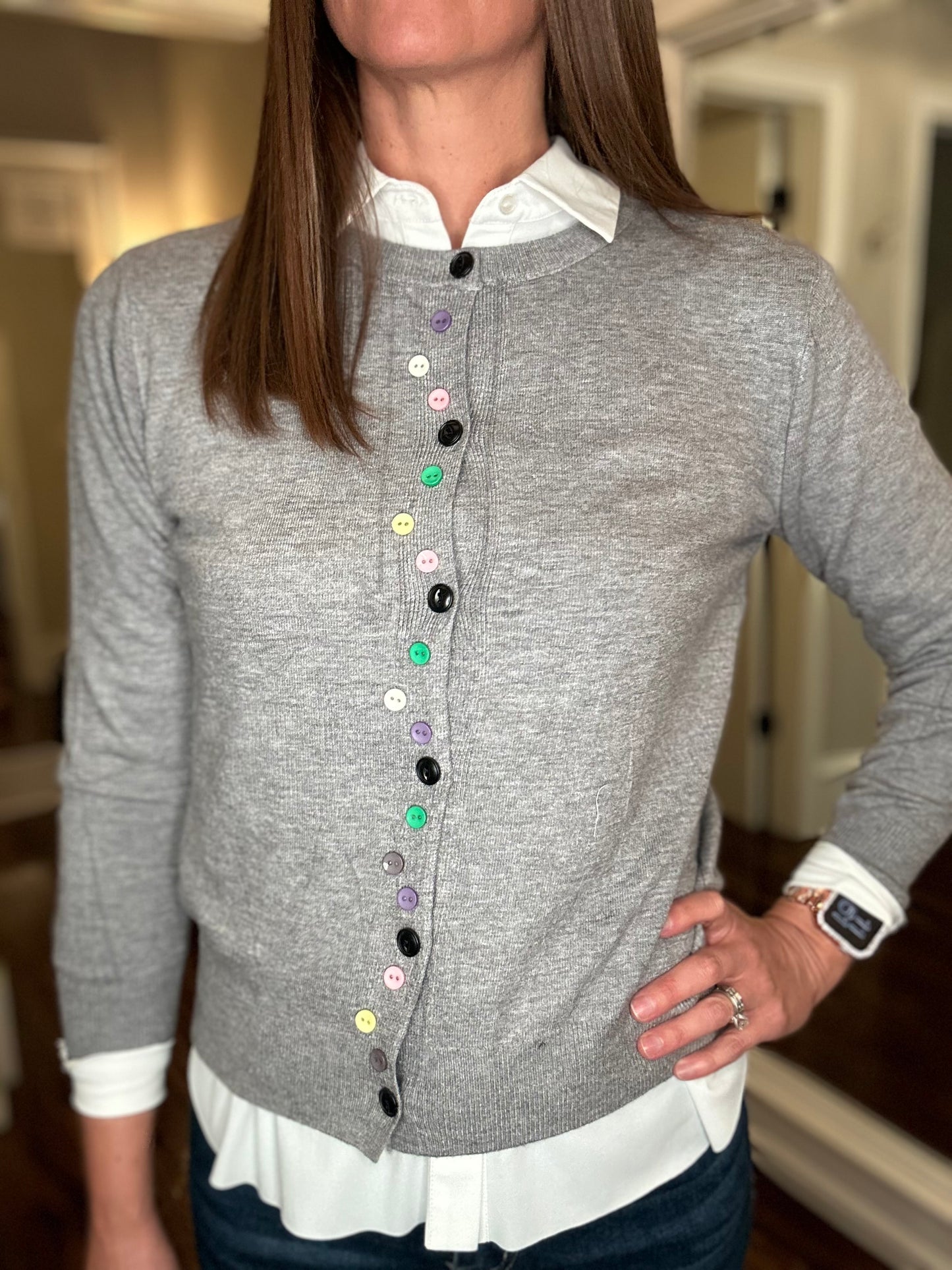 COLORFUL BUTTONS KNIT CARDI 11.4