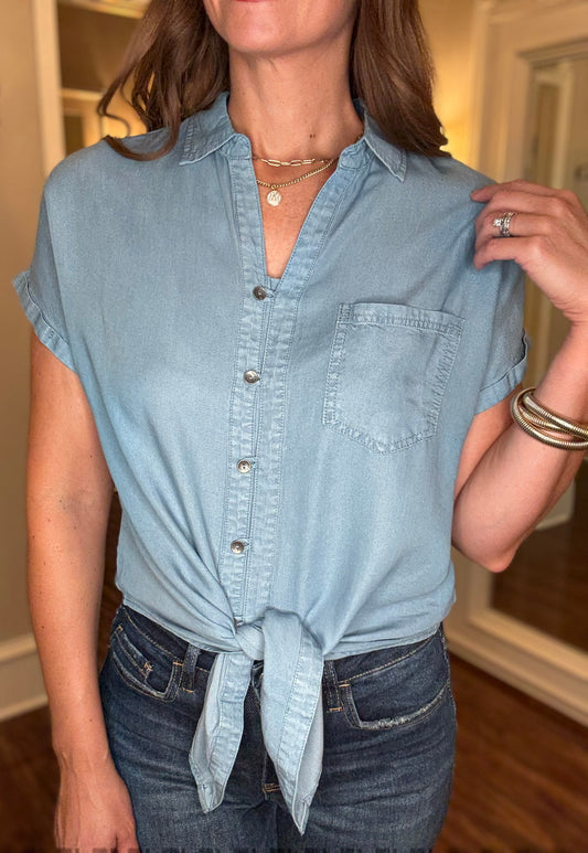 NAKED ZEBRA TIE FRONT BUTTON DOWN TOP 7.24