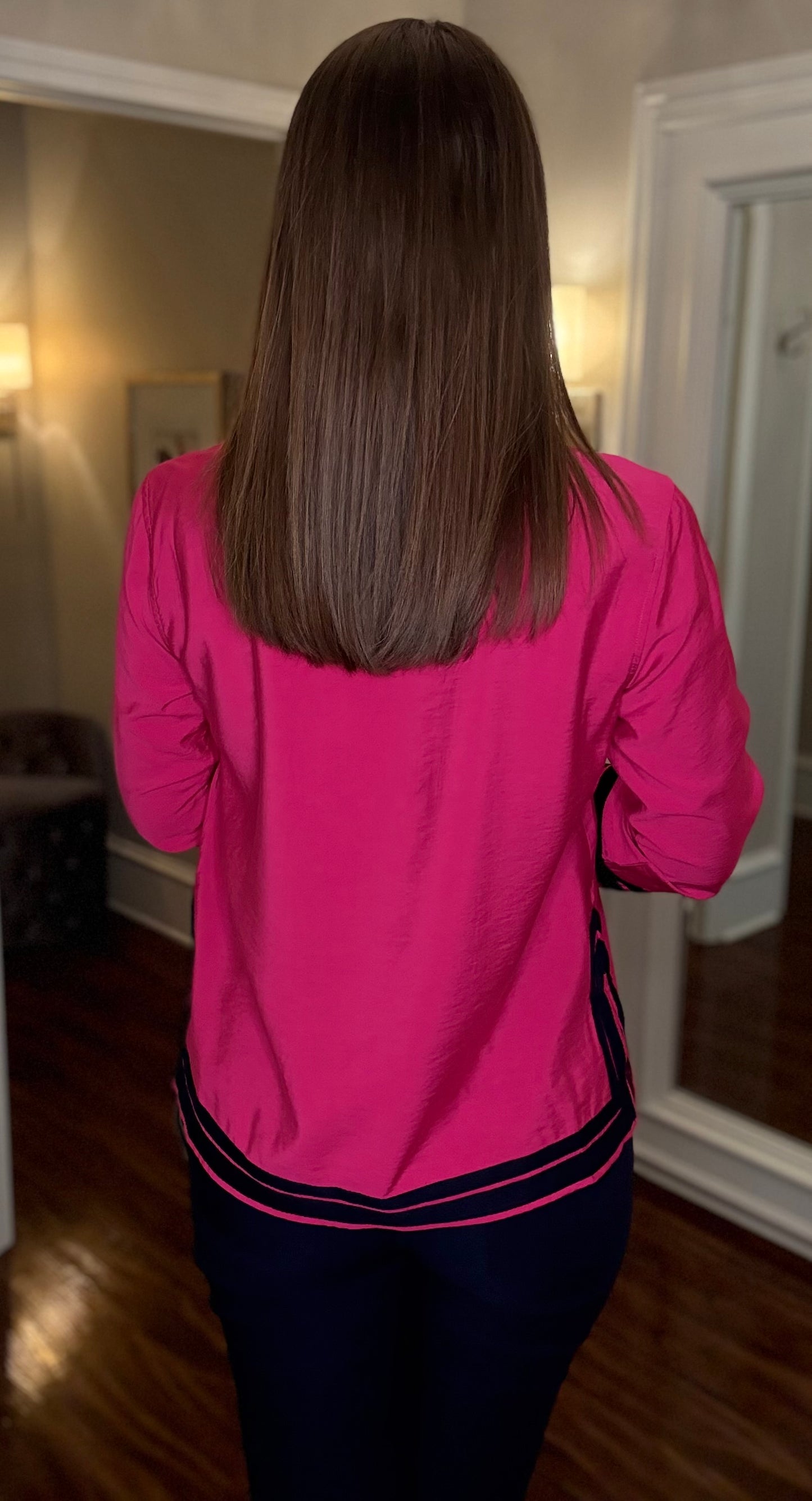 MULTIPLES 3/4 SLV NOTCH COLOR W/TRIM TOP (multiple colors) 1.15