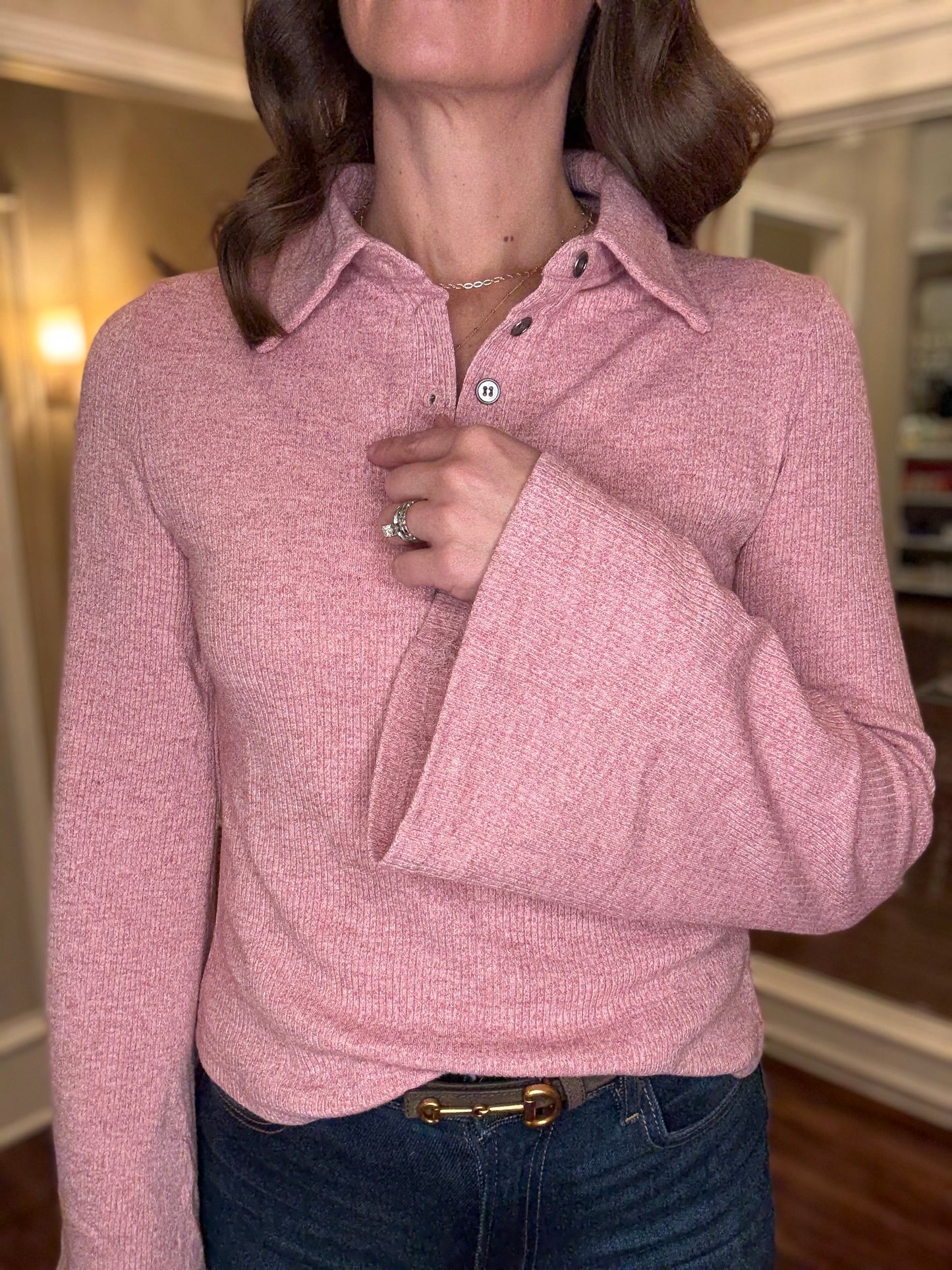 RIBBED KNIT TOP WITH BELL SLEEVE (multiple colors) 11.6