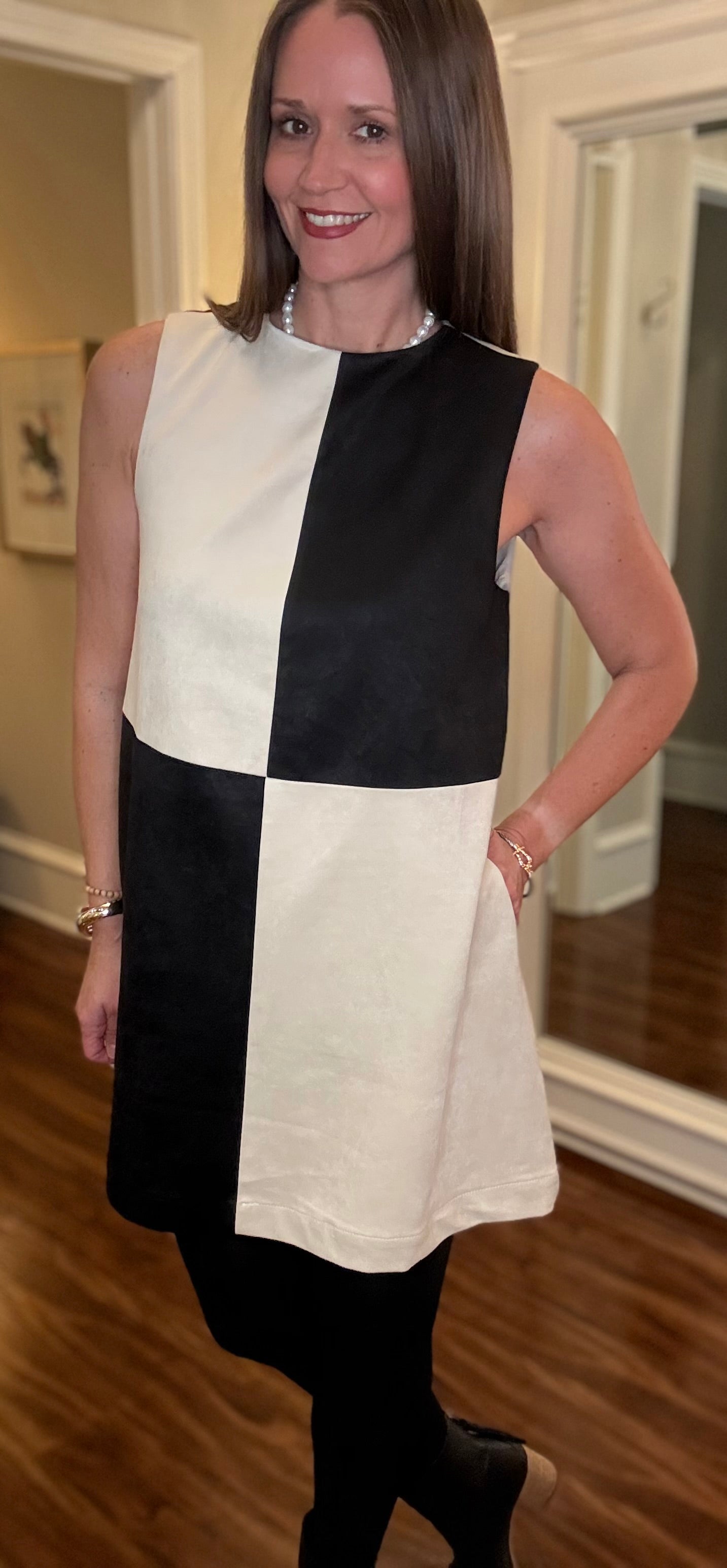 MIOU MUSE SUDE COLOR BLOCK MINI DRESS 9.4