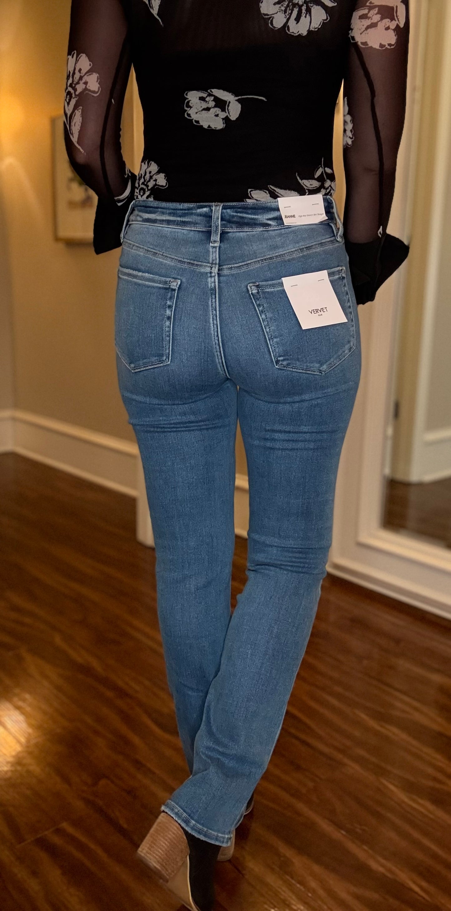 VERVET HIGH RISE LONG SLIM STRAIGHT JEAN 7.18