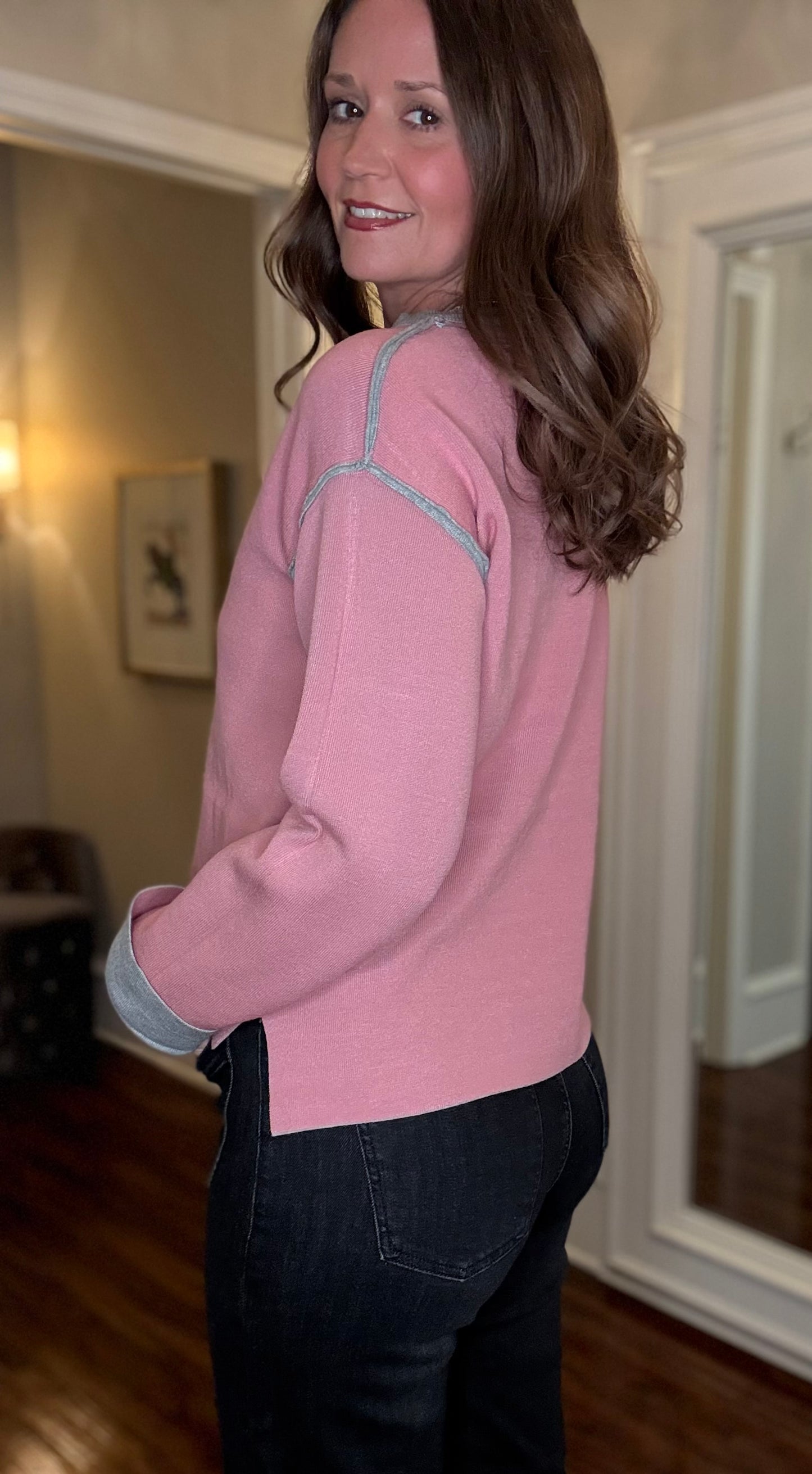 YEST BRENNA CONTRAST TRIM SWEATER 7.30