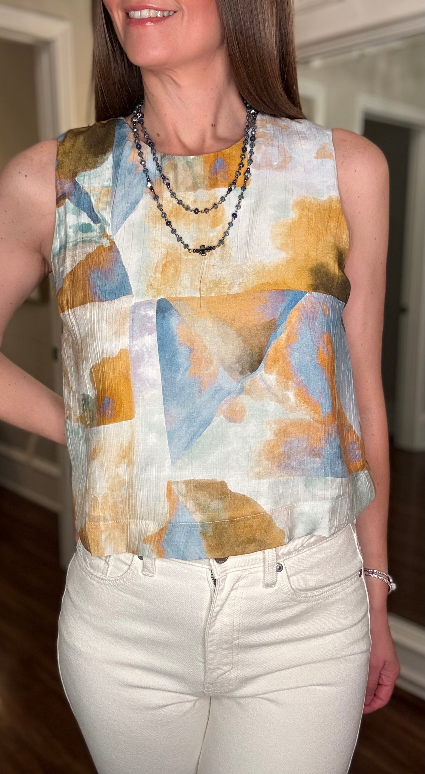 PINCH SLEEVELESS MULTI COLOR TOP 3.25