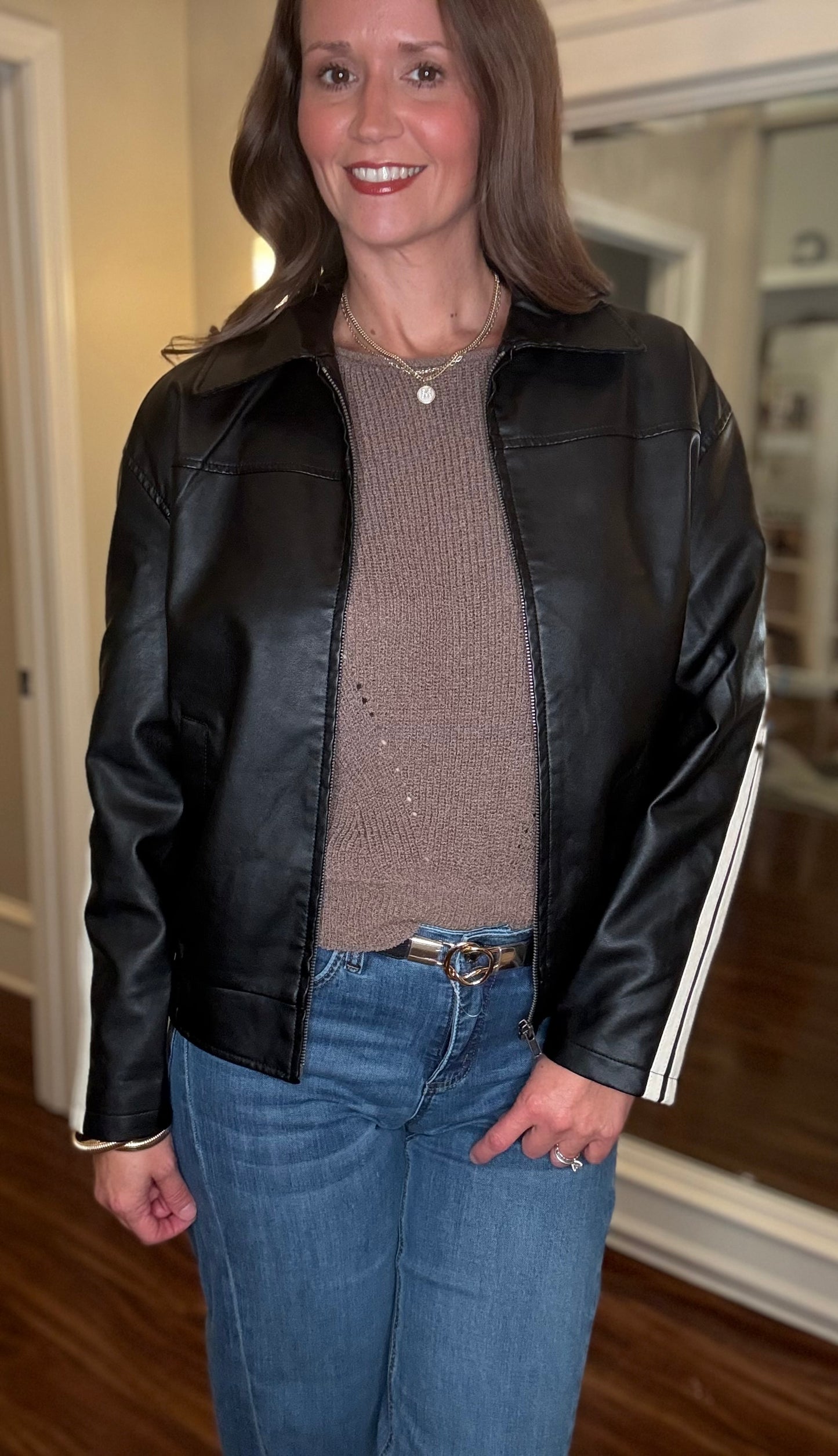 FAUX LEATHER BOMBER JACKET (multiple colors) 8.14