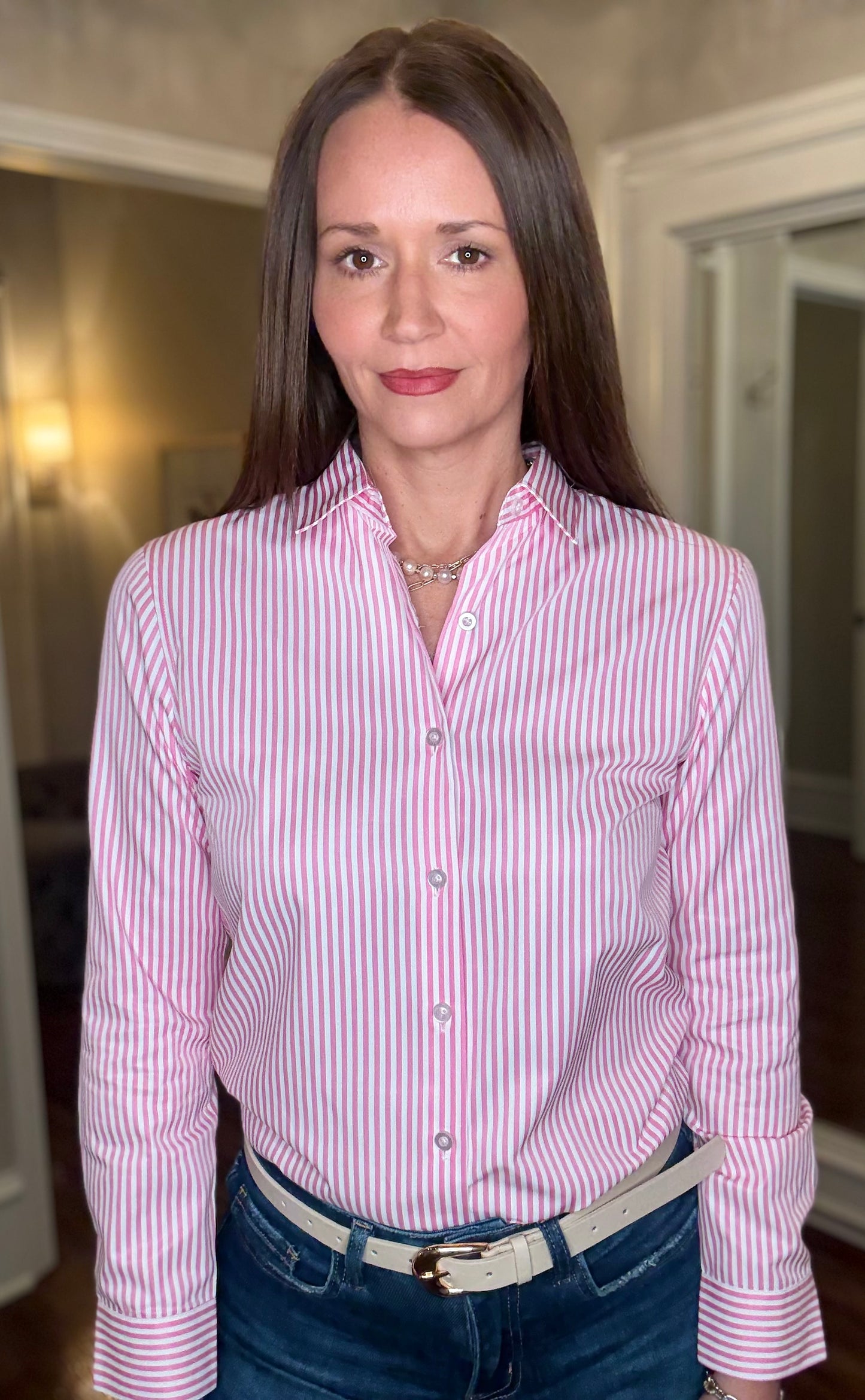 PINK STRIPED BUTTON DOWN 01.12