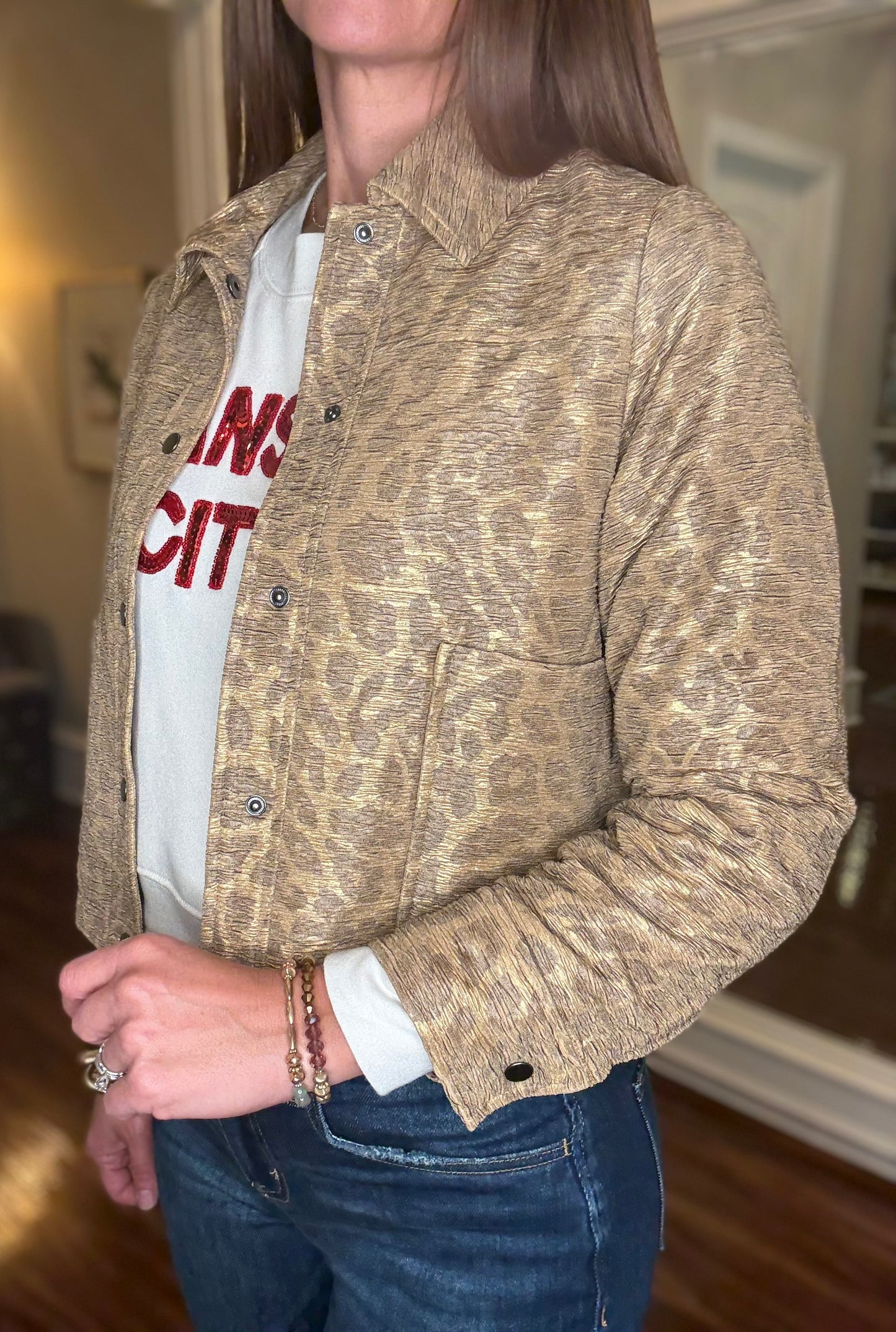 ESQUALO GOLDEN LEOPARD PRINT JACKET 8.26