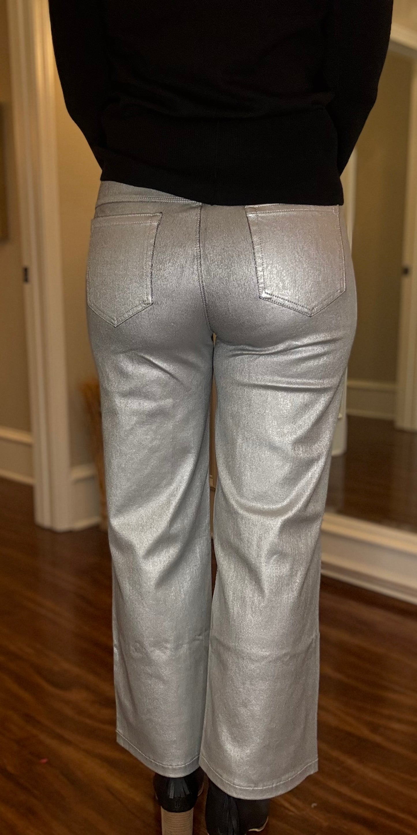 LYSSE METALLIC COATED WIDE LEG DENIM 10.21