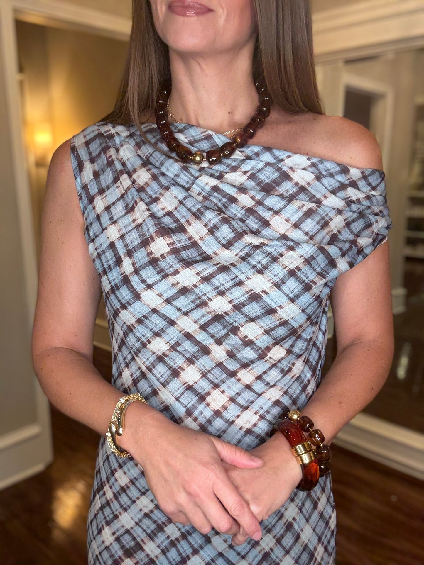 LUCY PARIS ASYMMETRICAL PLAID DRESS 9.5