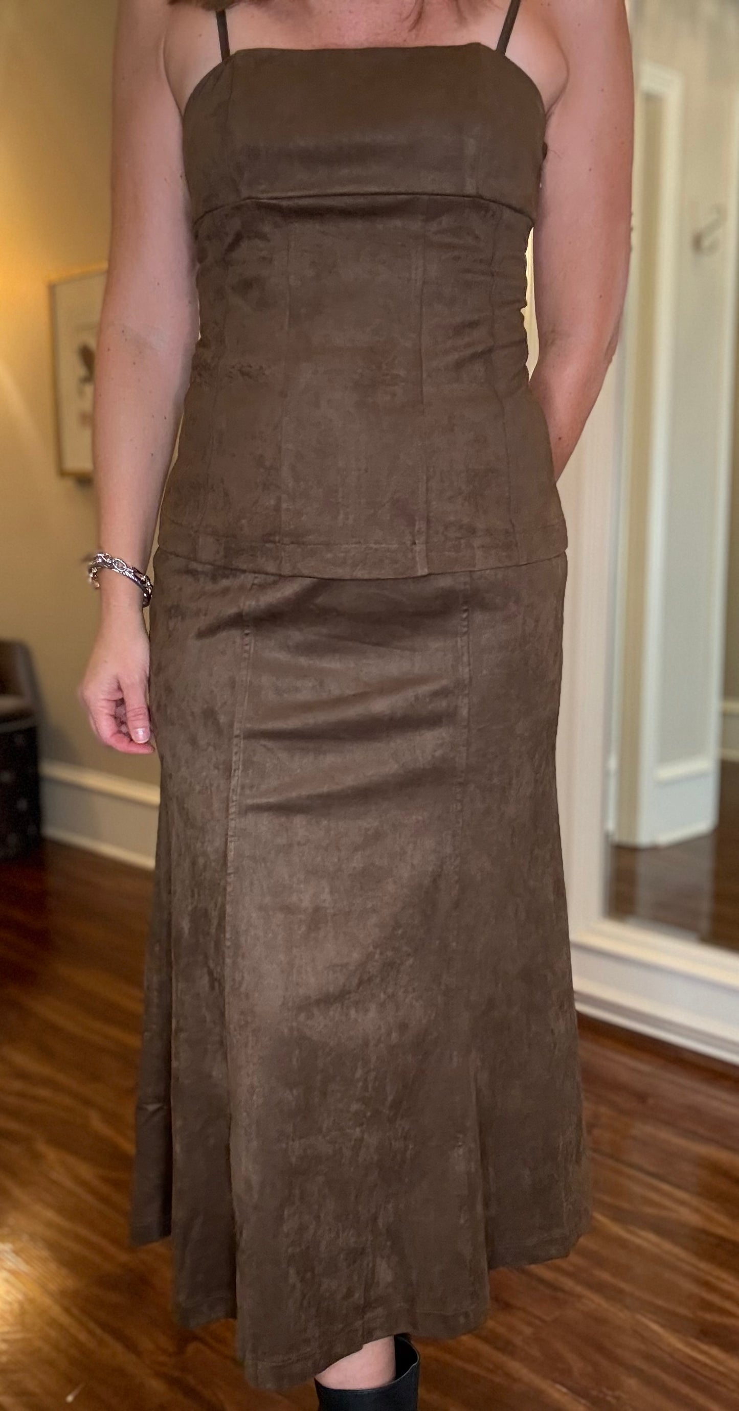 MUSTARD SEED CHOCOLATE SUEDE SKIRT 9.25