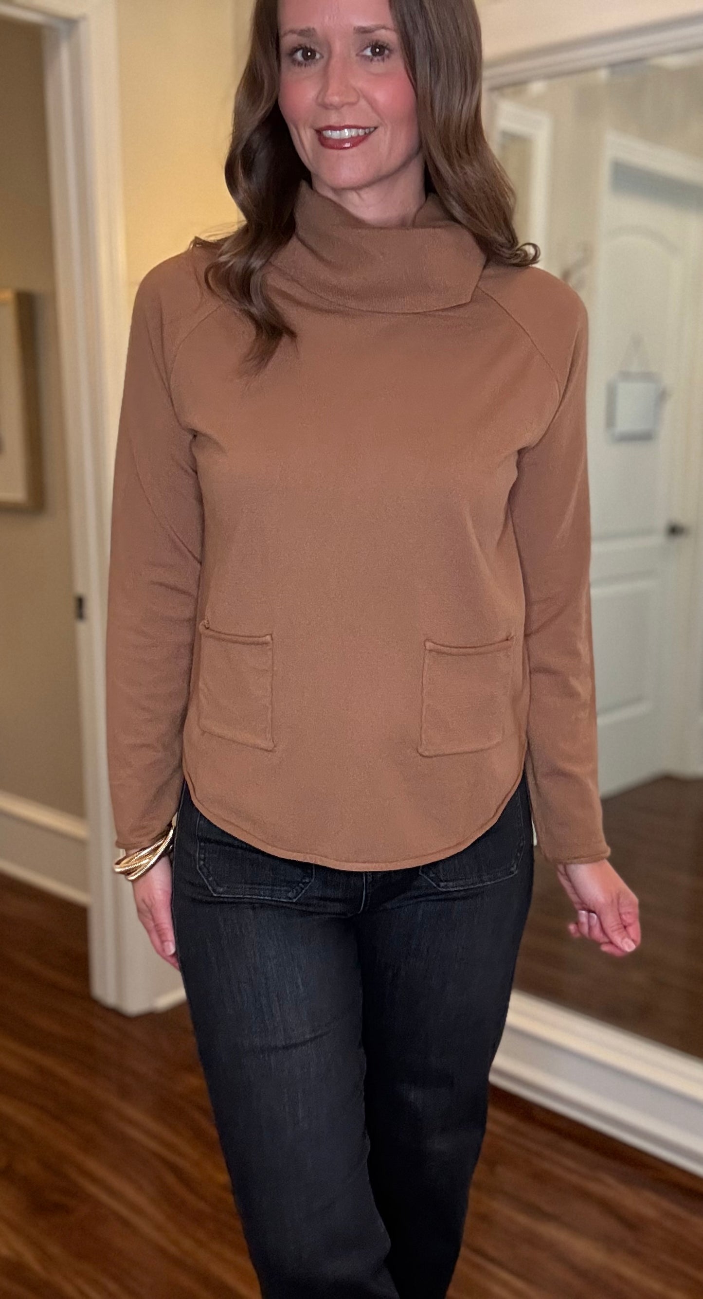 FDJ COWL NECK SWEATER WITH POCKETS (multiple colors) 8.13