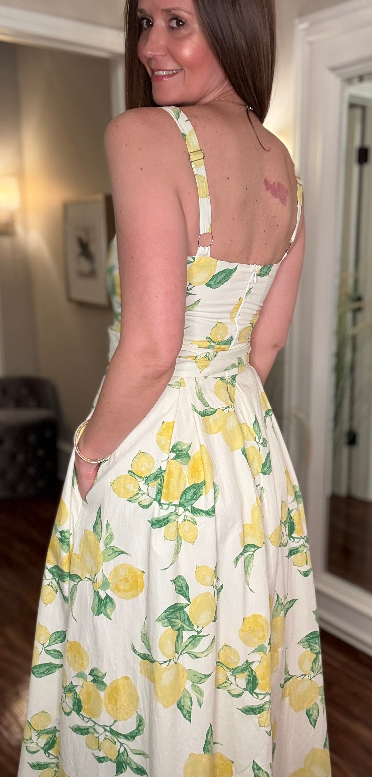 FLYING TOMATO LEMON PRINTED MIDI DRESS 3.25