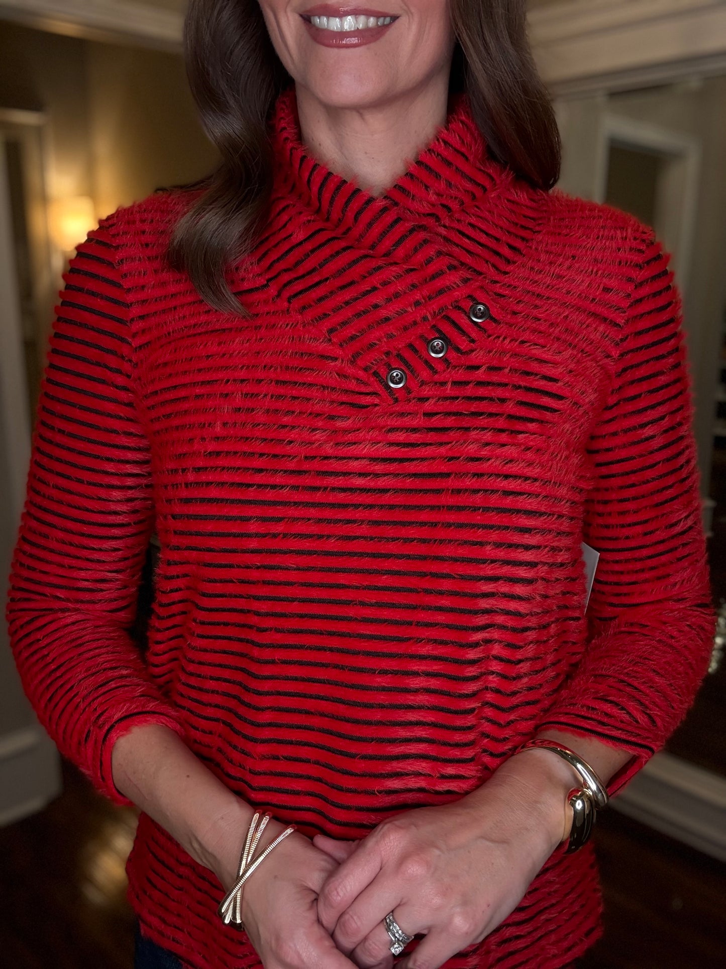 MULTIPLES STRIPED COLLAR TOP (multiple colors) 10.13