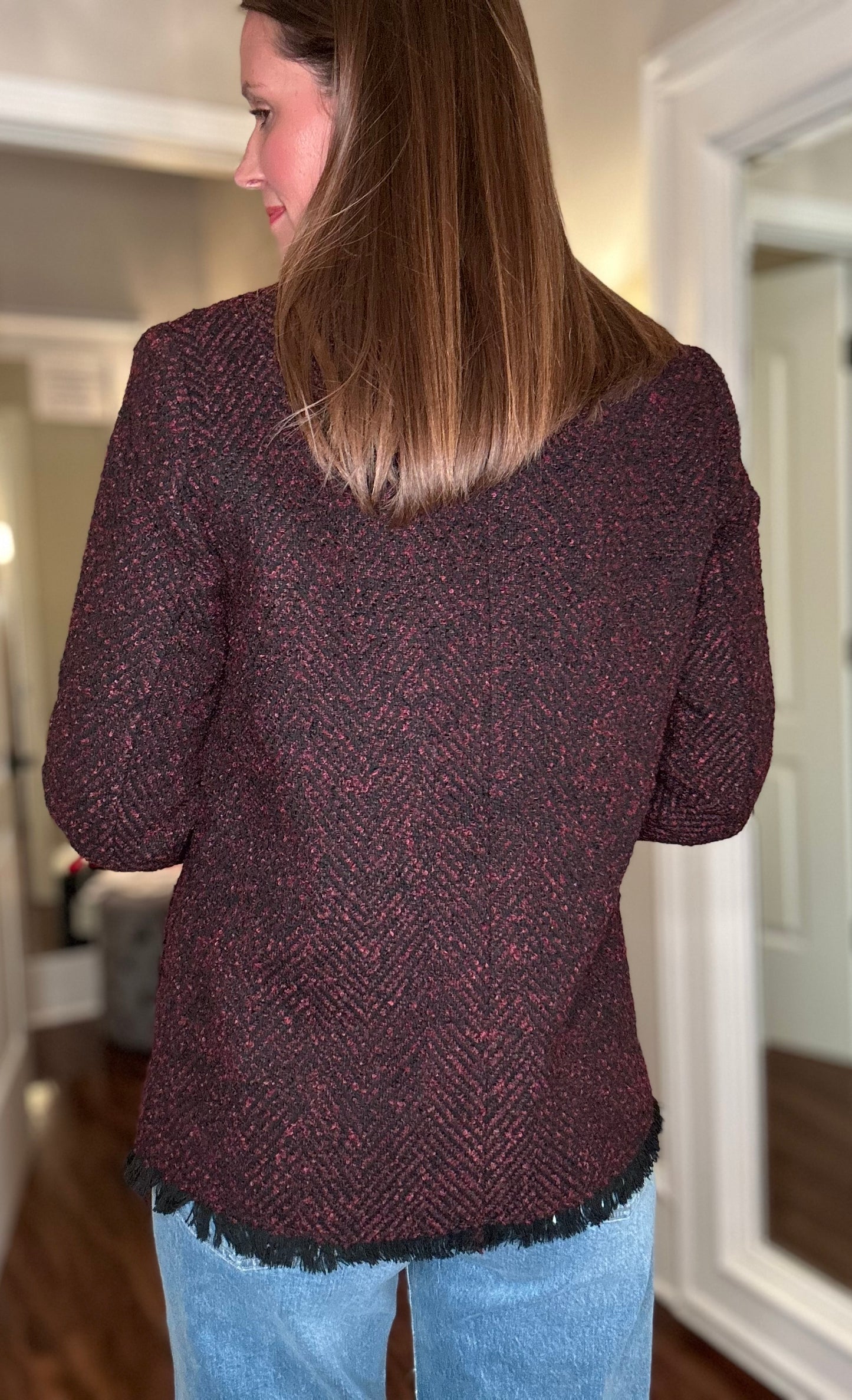 YEST NINA DARK RED TEXTURED JACKET 9.14