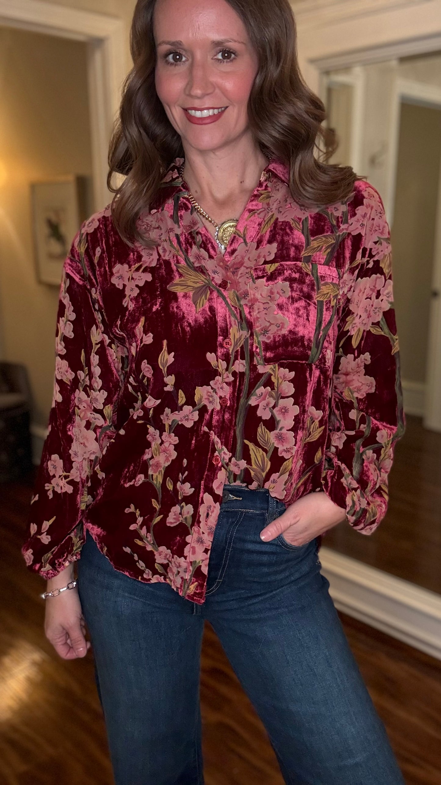 JODIFL BURGUNDY VELVET TOP 10.21