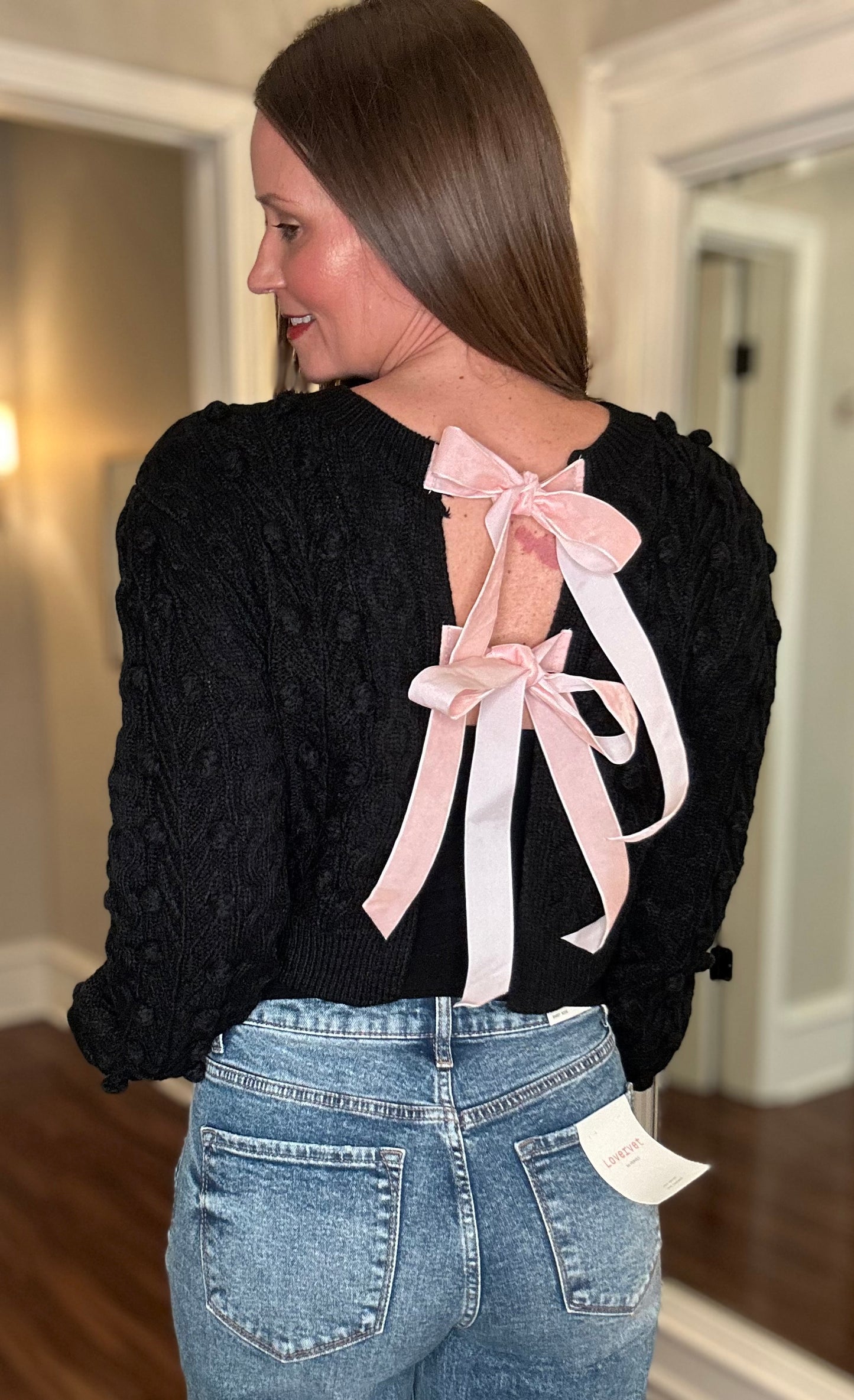 LISTICLE BOW TIE KNIT CARDIGAN 1.17