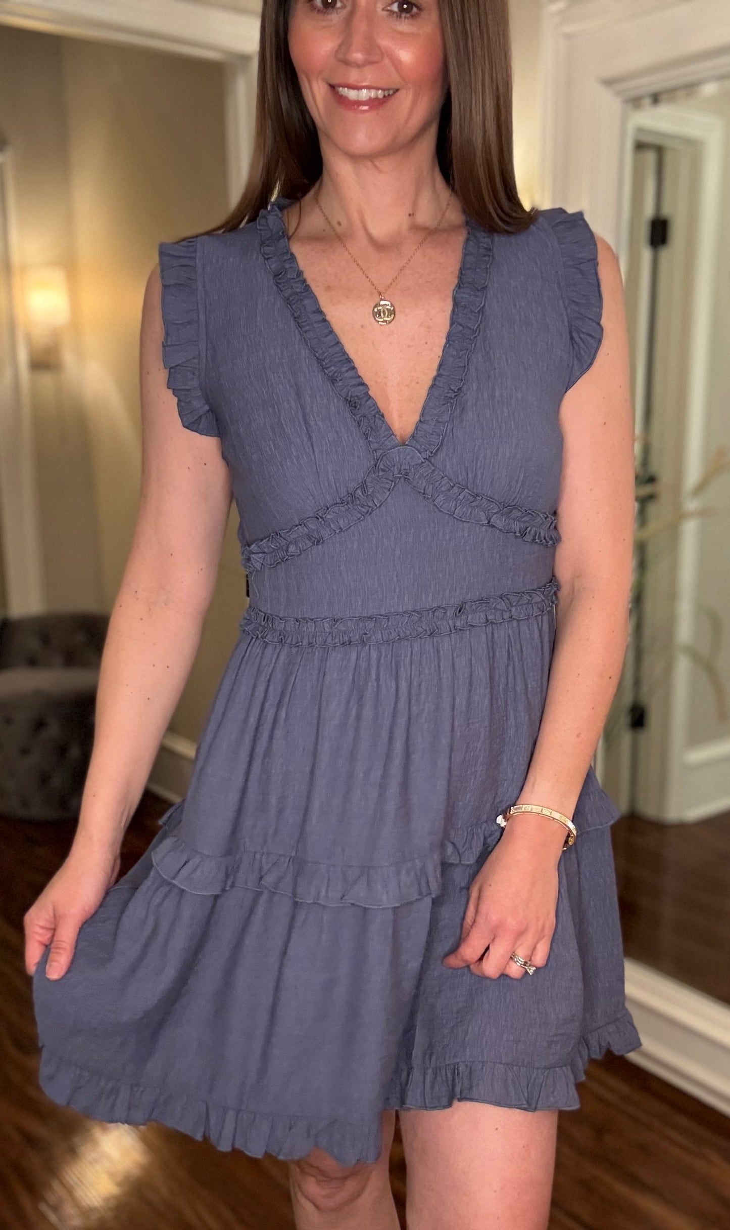 PINCH RUFFLE DETAIL MINI DRESS 3.25