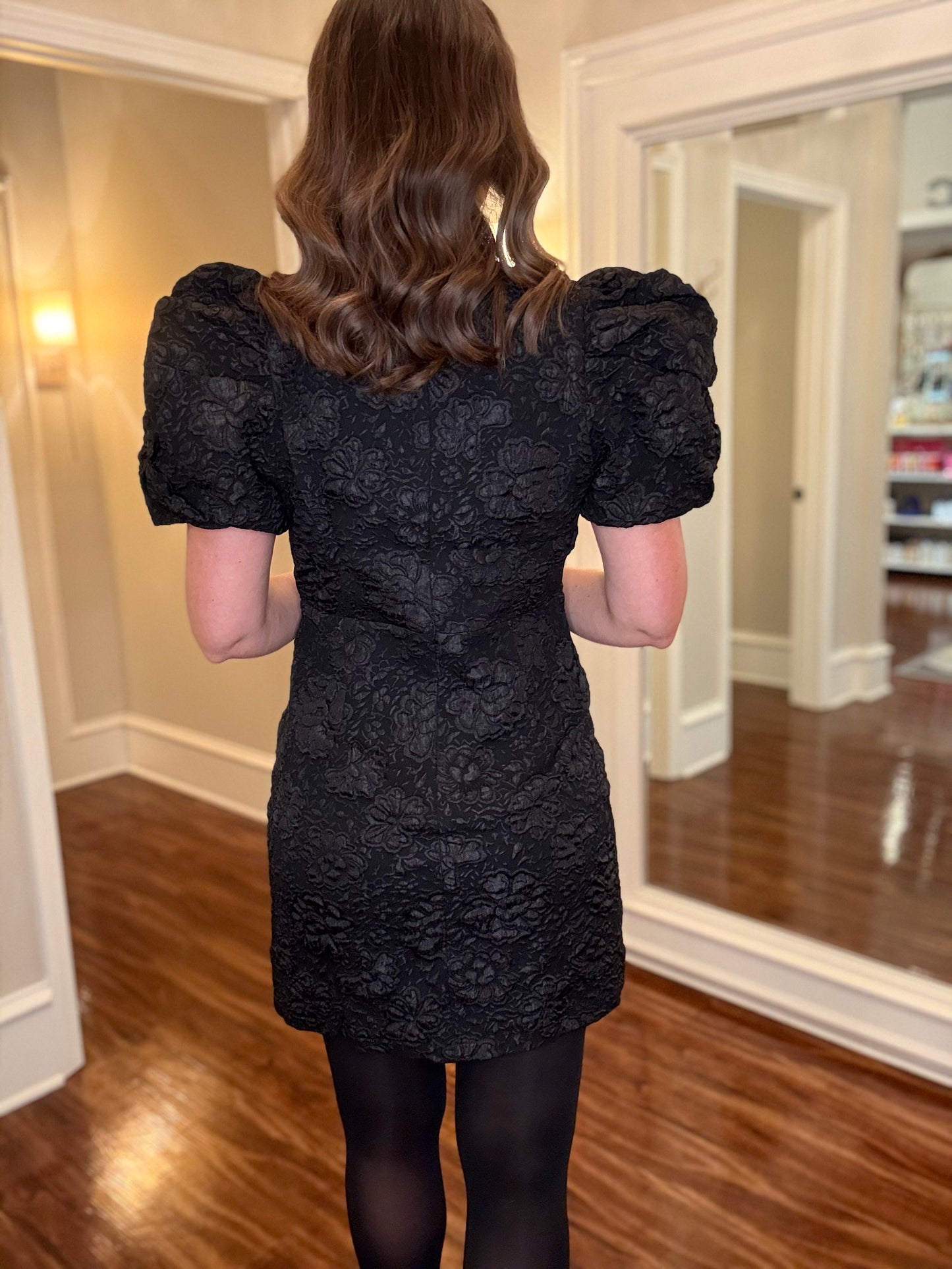 JACQUARD DRESS WITH PUFF SLEEVE 11.6