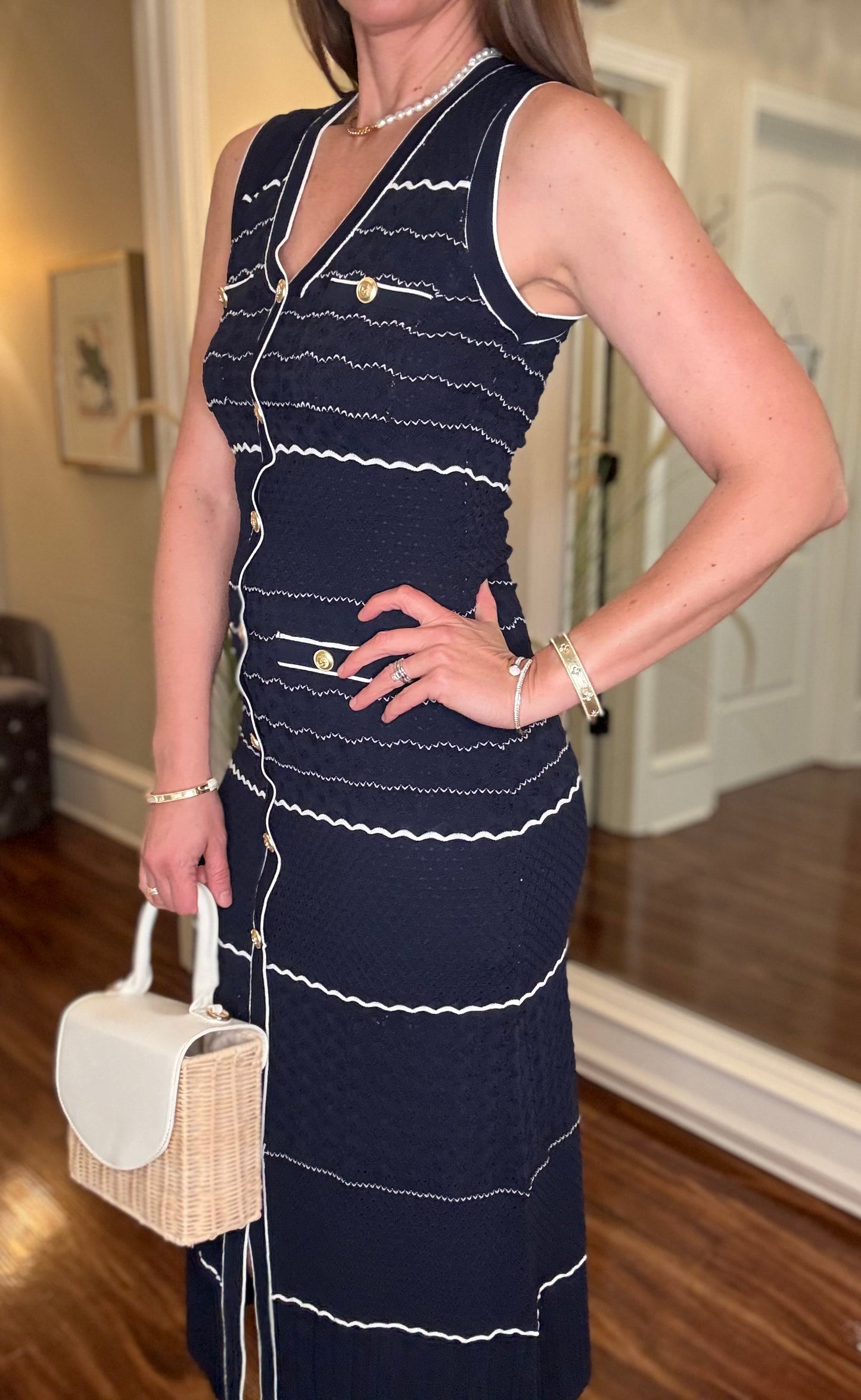 CURRENT AIR NAVY SLEEVELESS MIDI DRESS 4.27