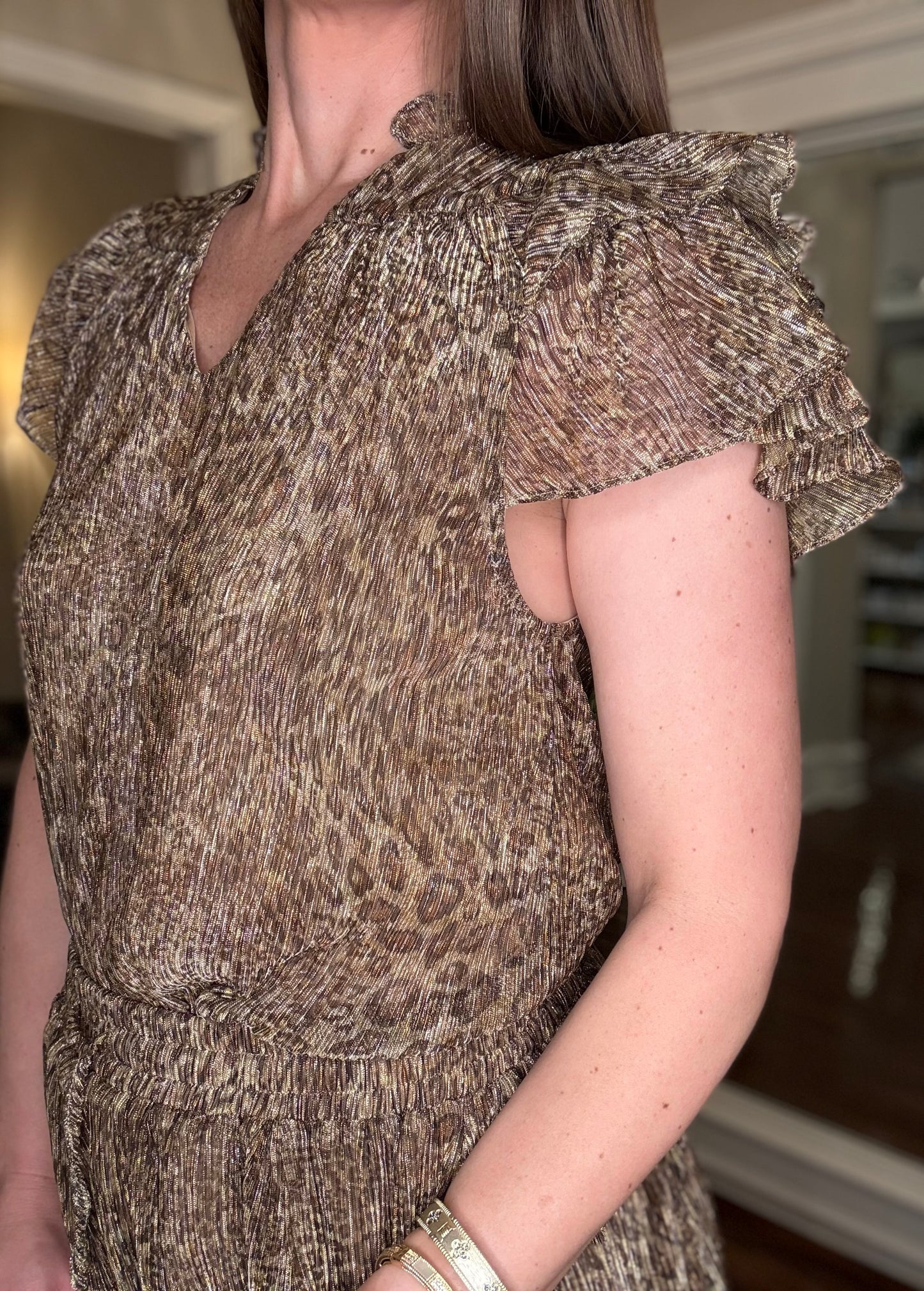 MOLLY BRACKEN S/SLV LEOPARD TOP 3.18