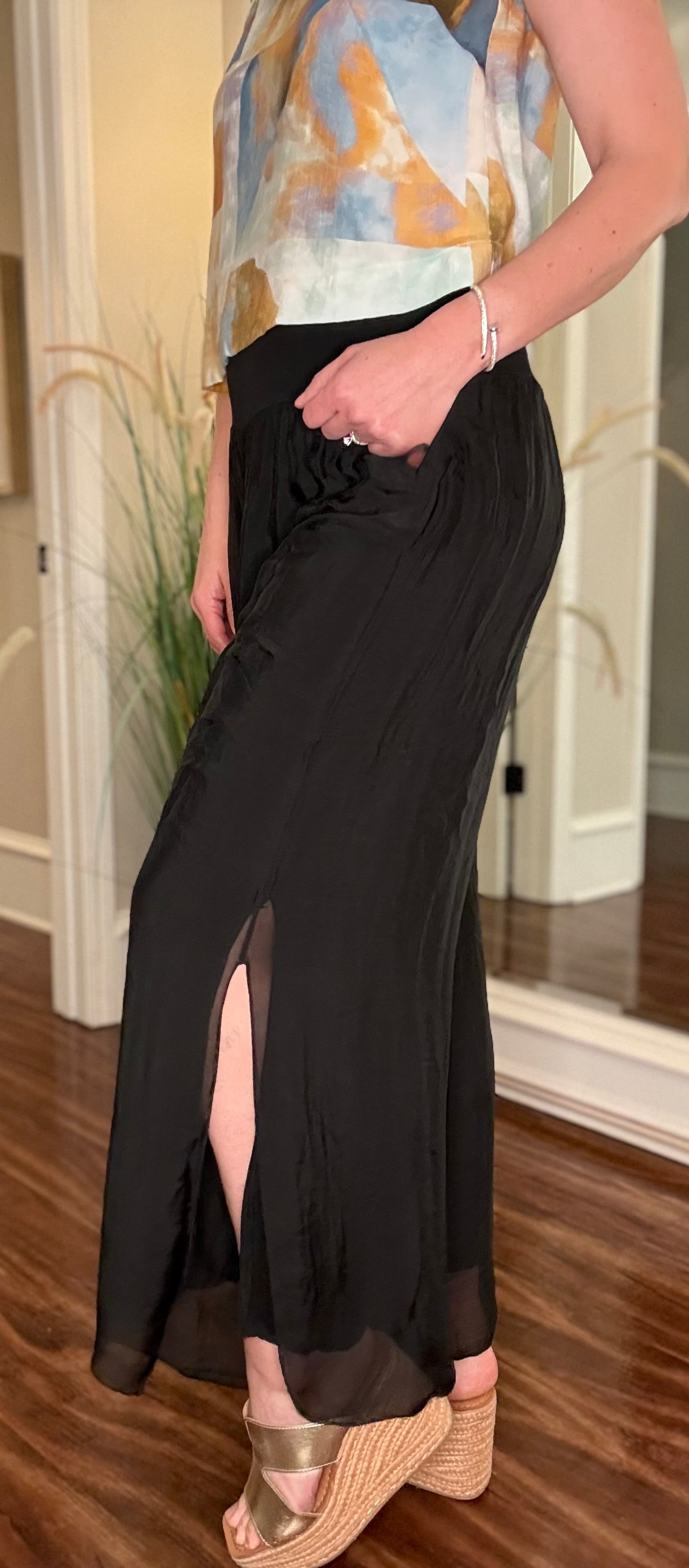 LOOK MODE SIDE SLIT SILK PANT (multiple colors) 3.25