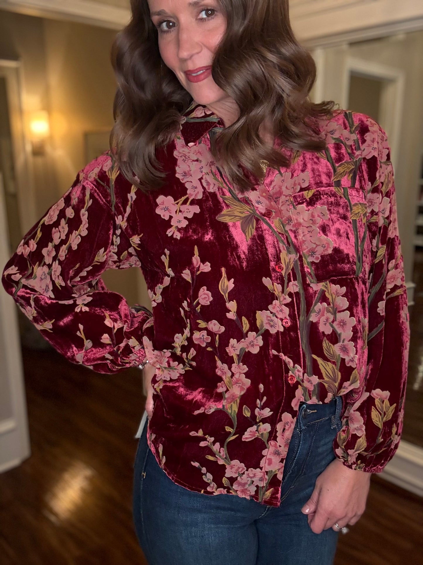 JODIFL BURGUNDY VELVET TOP 10.21
