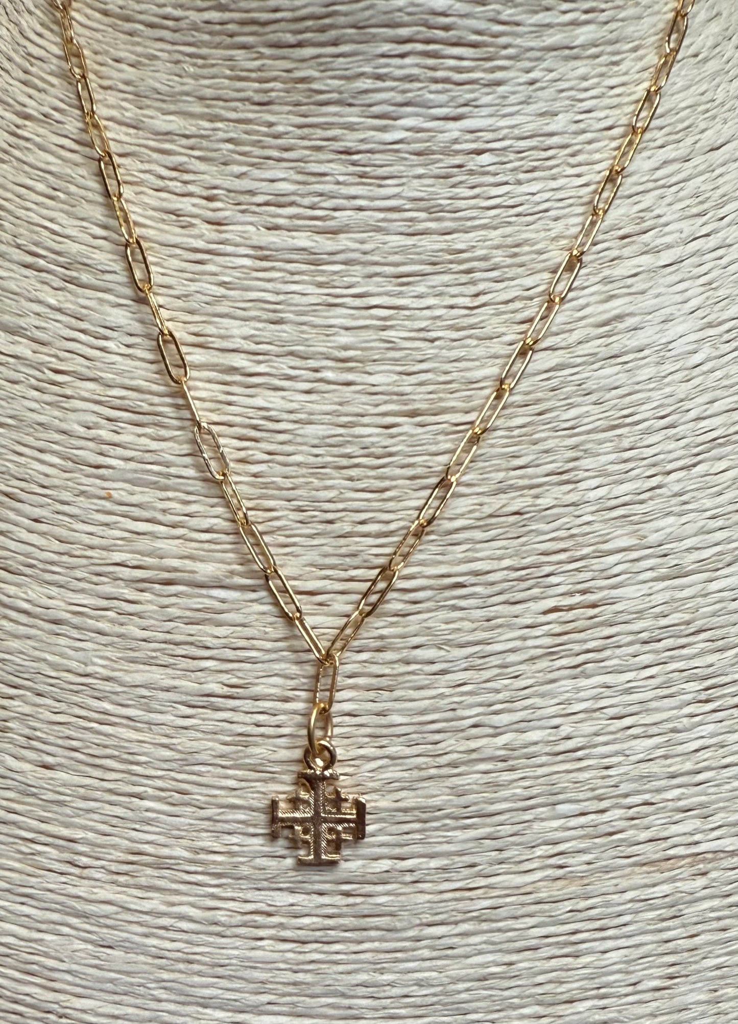 SUSAN SHAW JERUSALEM CROSS PAPERCLIP NECKLACE