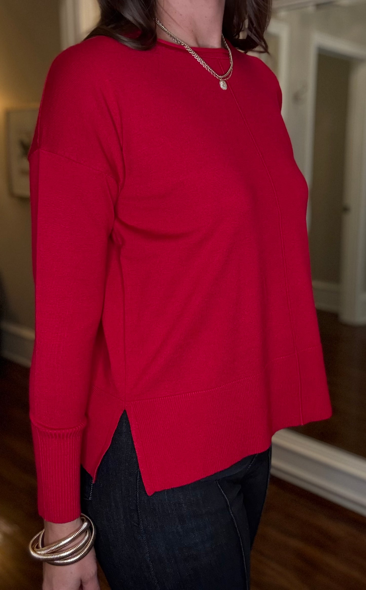 METRIC KNIT PULLOVER WITH ROLL EDGE TRIM 8.9