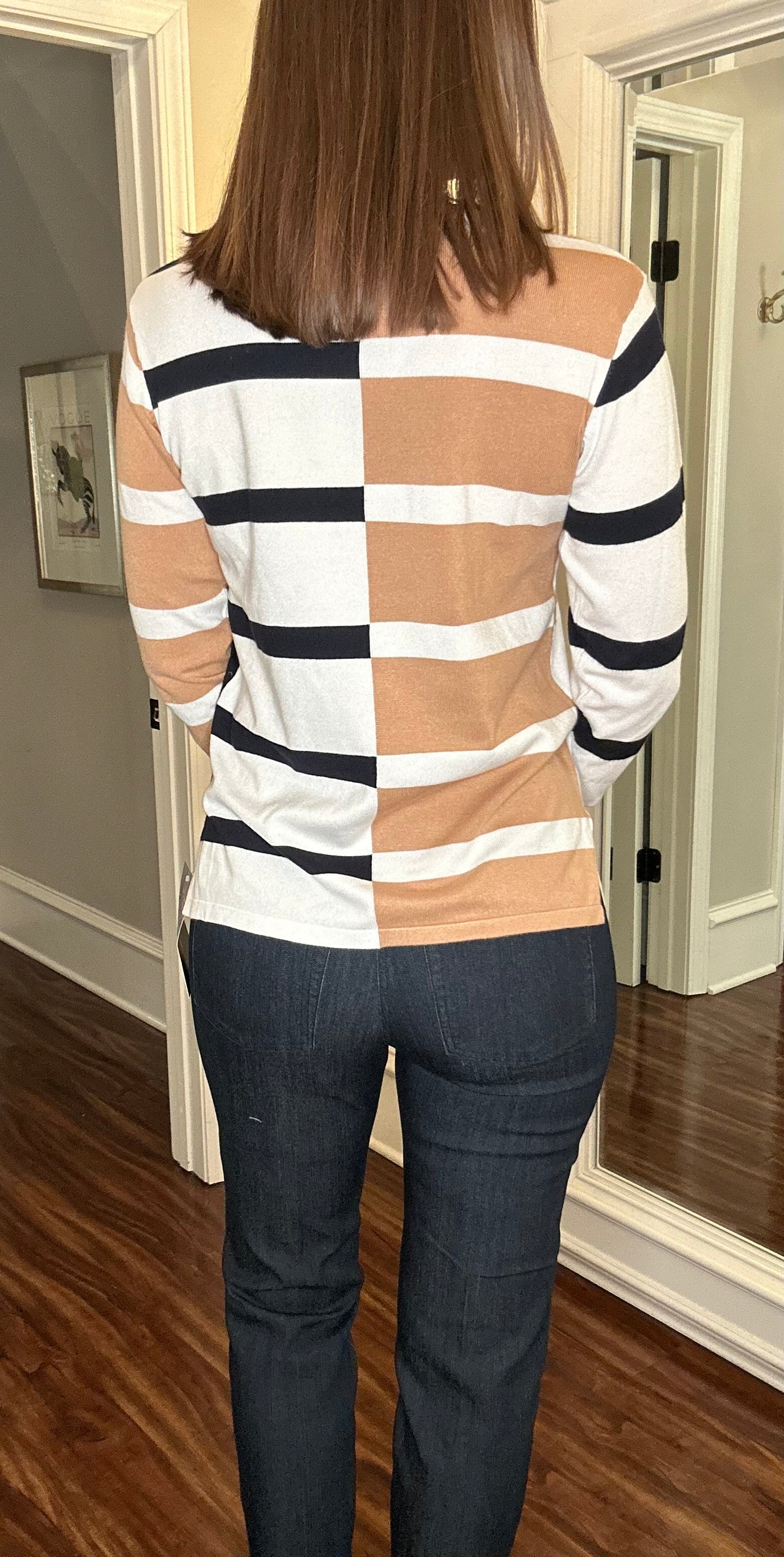 MULTIPLES 3/4 SLEEVE JEWEL NECK TOP 1.17