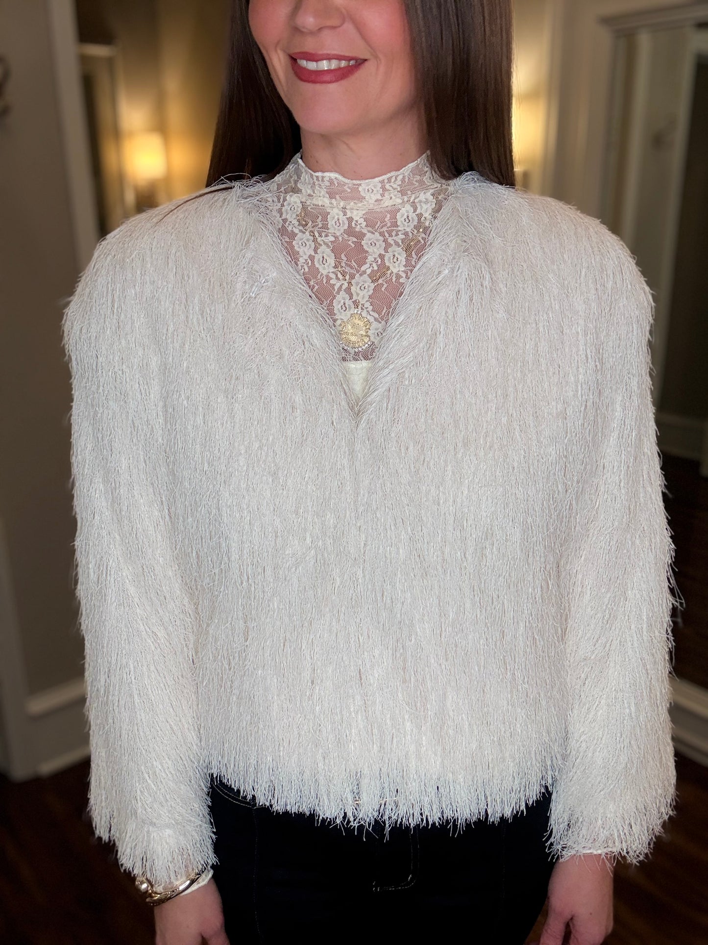 OPEN FRONT FEATHER SHRUG 12.10