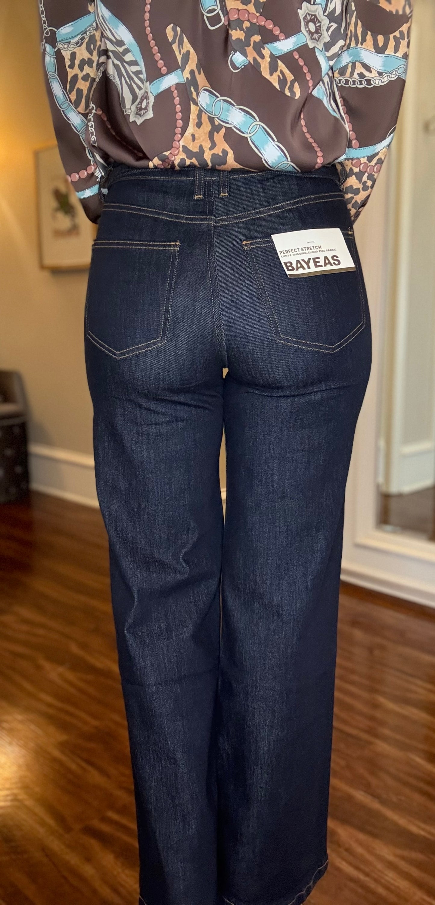 BAYEAS HIGH RISE BELTED WIDE LEG INDIGO 9.30