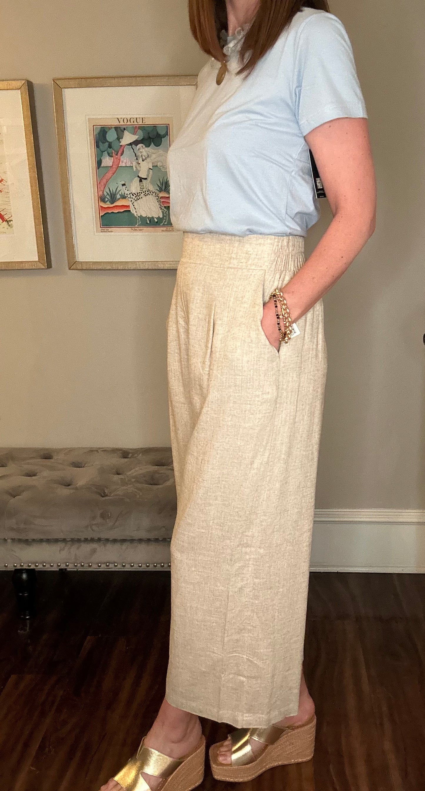 APRICOT PLEAT DETAIL LINEN PANT 3.28