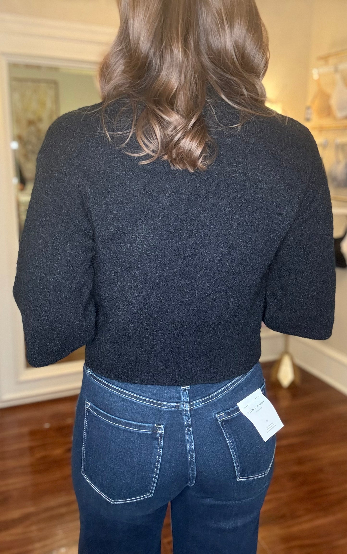 ENTRO BLACK 3/4 SLEEVE SWEATER 10.16
