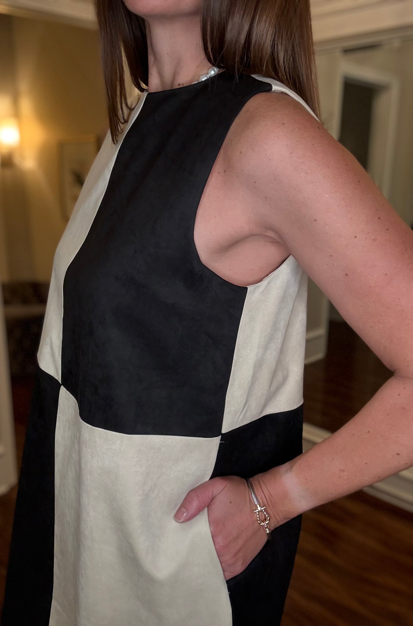 MIOU MUSE SUDE COLOR BLOCK MINI DRESS 9.4