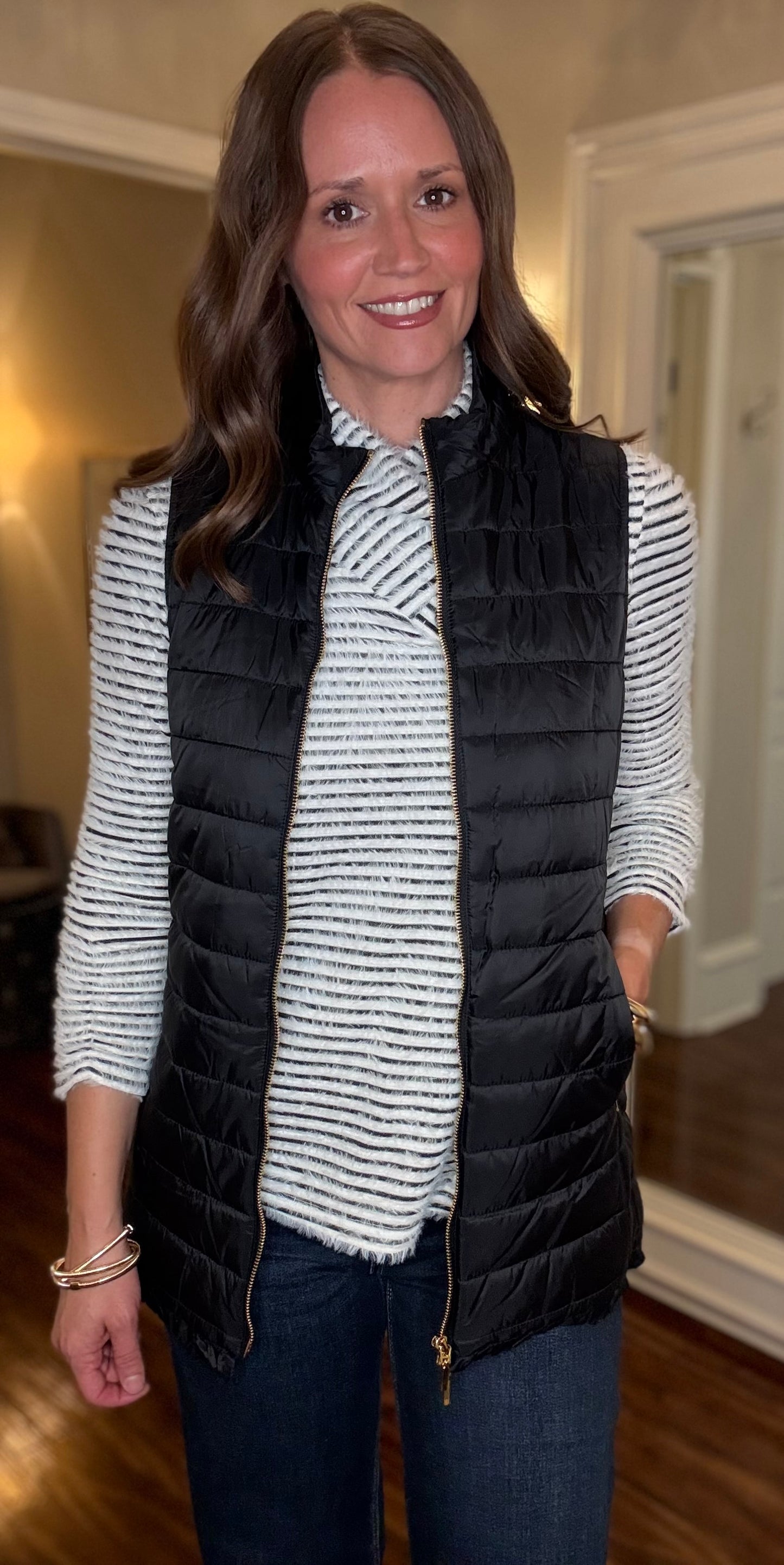MULTIPLES QUILTED LONG VEST (multiple colors) 10.13