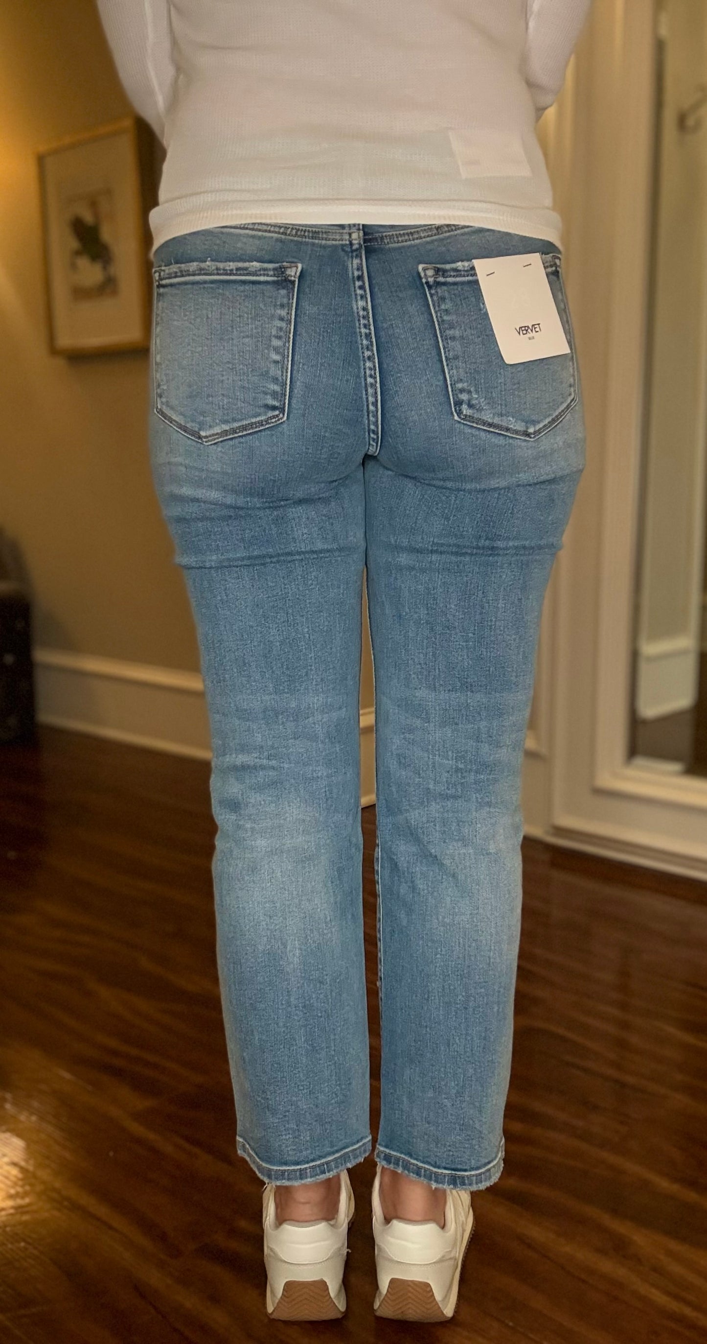 CARLENE MID RISE SLIM STRAIGHT CROP DENIM 1.8