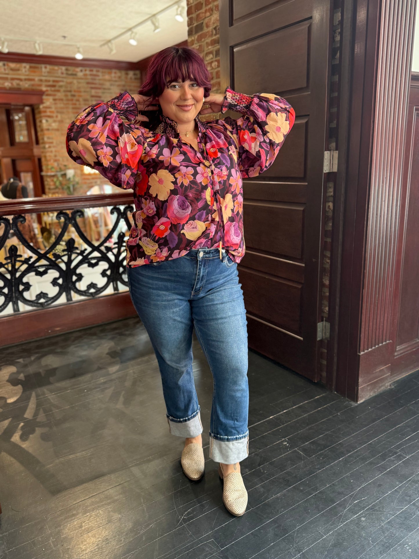 JODIFL EGGPLANT FLORAL TOP 9.30