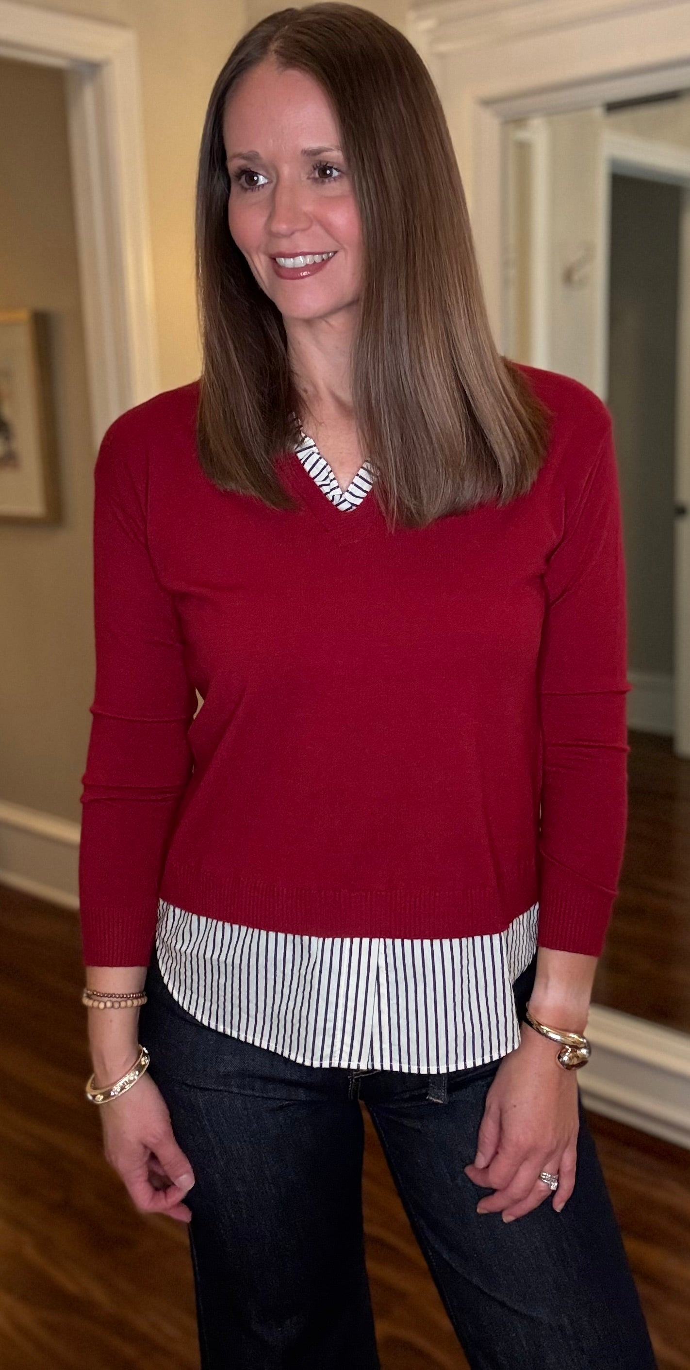 MULTIPLES LONG SLEEVE SWEATER WITH RUFFLED LAYER (multiple colors) 9.22