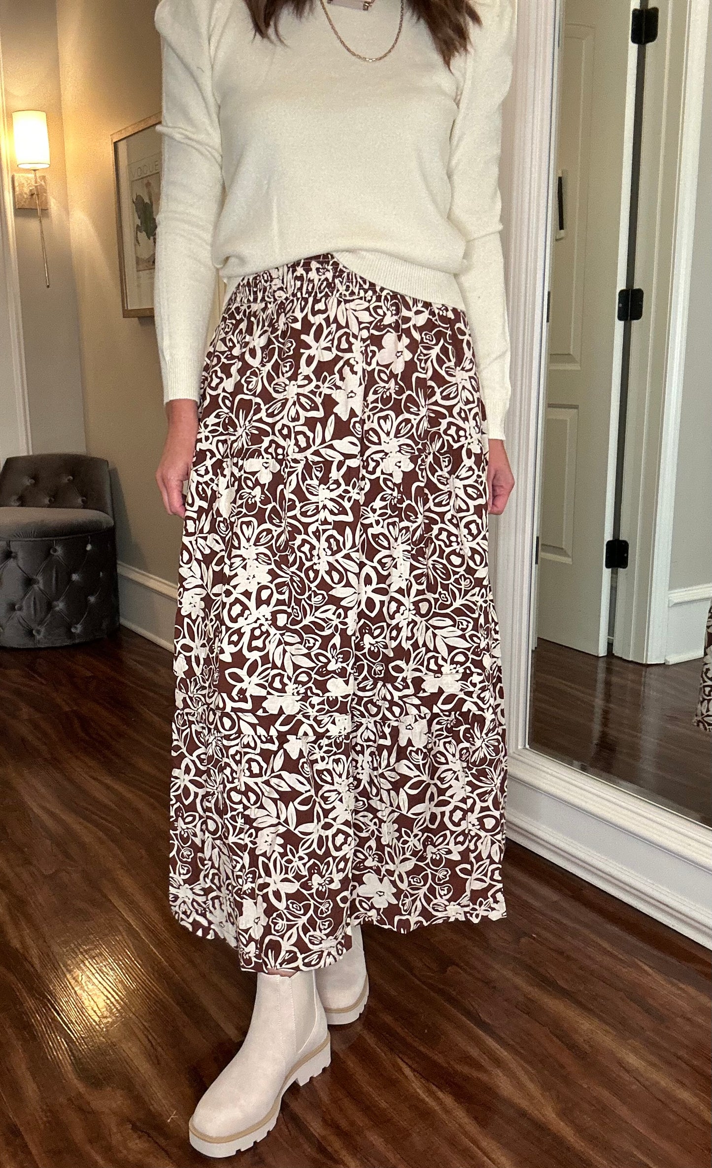 &MERCI SMOCKED WAIST FLORAL SKIRT 9.19