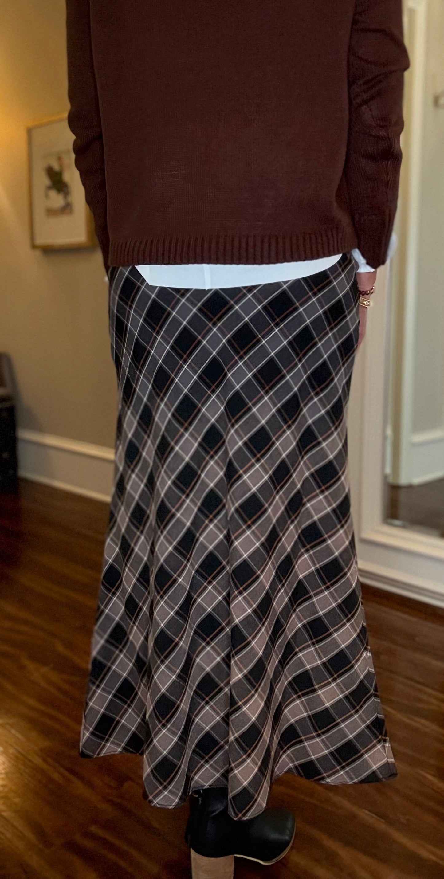 PROMESA BIAS CUT PLAID SKIRT 9.26