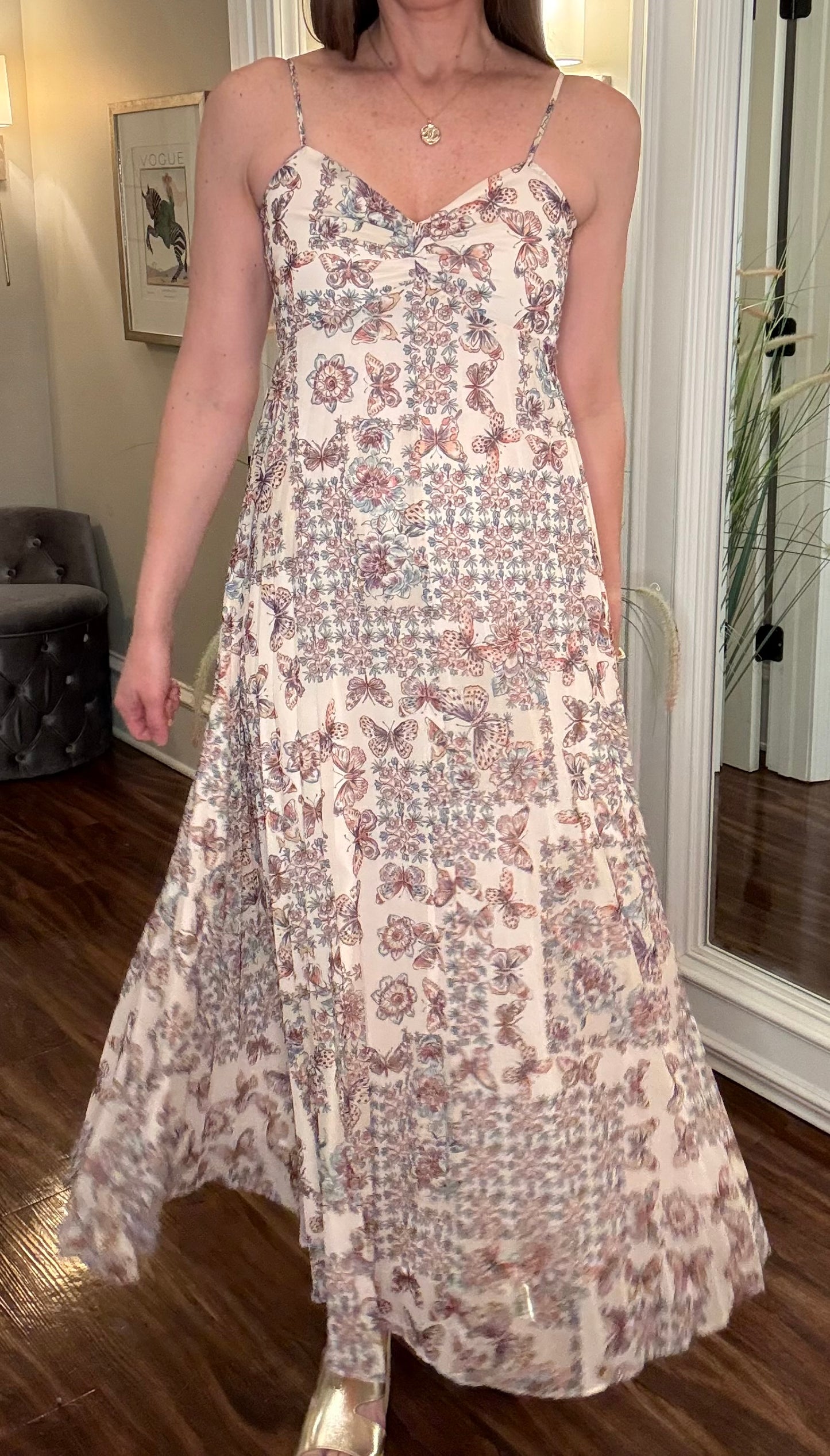 MOLLY BRACKEN BUTTERFLY PRINT MAXI DRESS 3.18