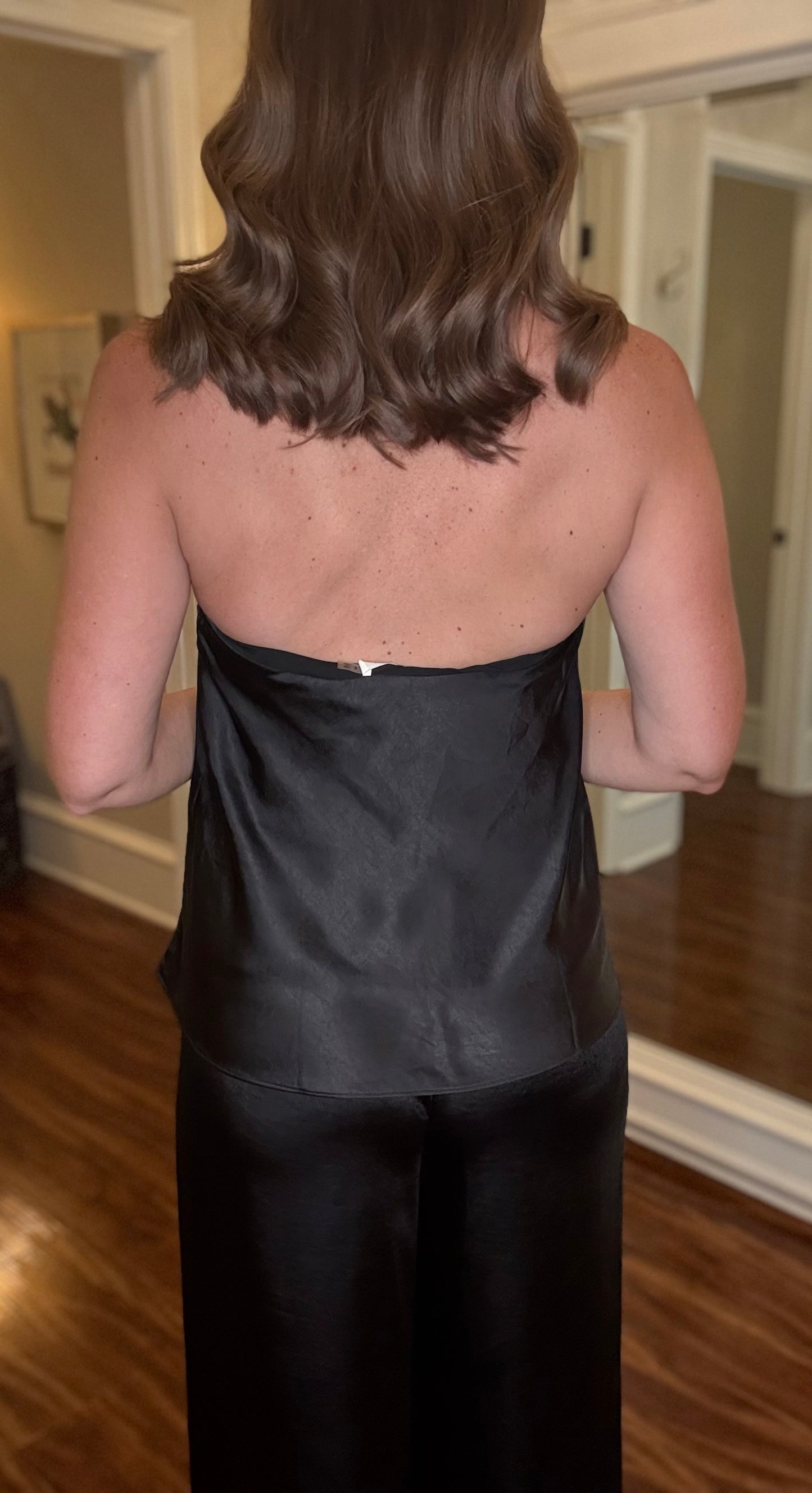 BLACK SATIN HALTER TOP 10.21