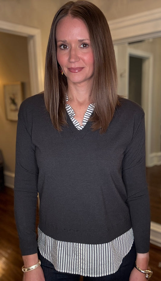 MULTIPLES LONG SLEEVE SWEATER WITH RUFFLED LAYER (multiple colors) 9.22