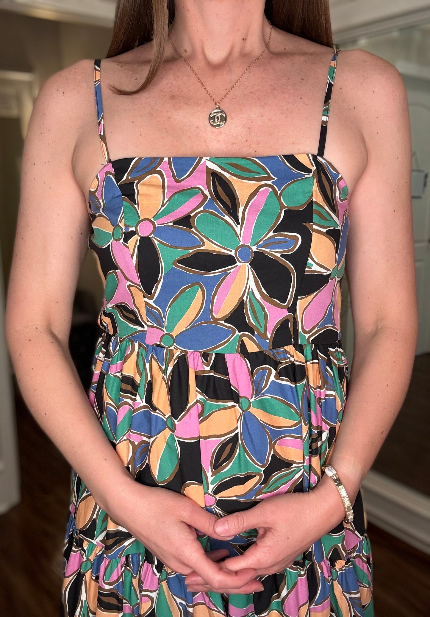 FLORAL SLEEVELESS TIERED MAXI DRESS 3.25