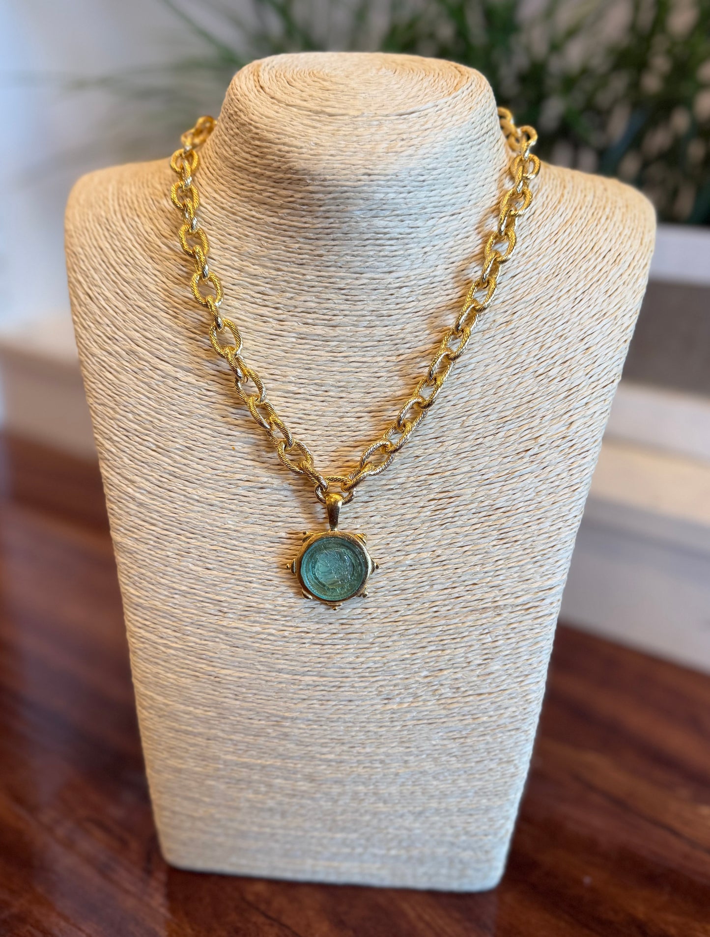 SUSAN SHAW VENETIAN GLASS COIN NECKLACE