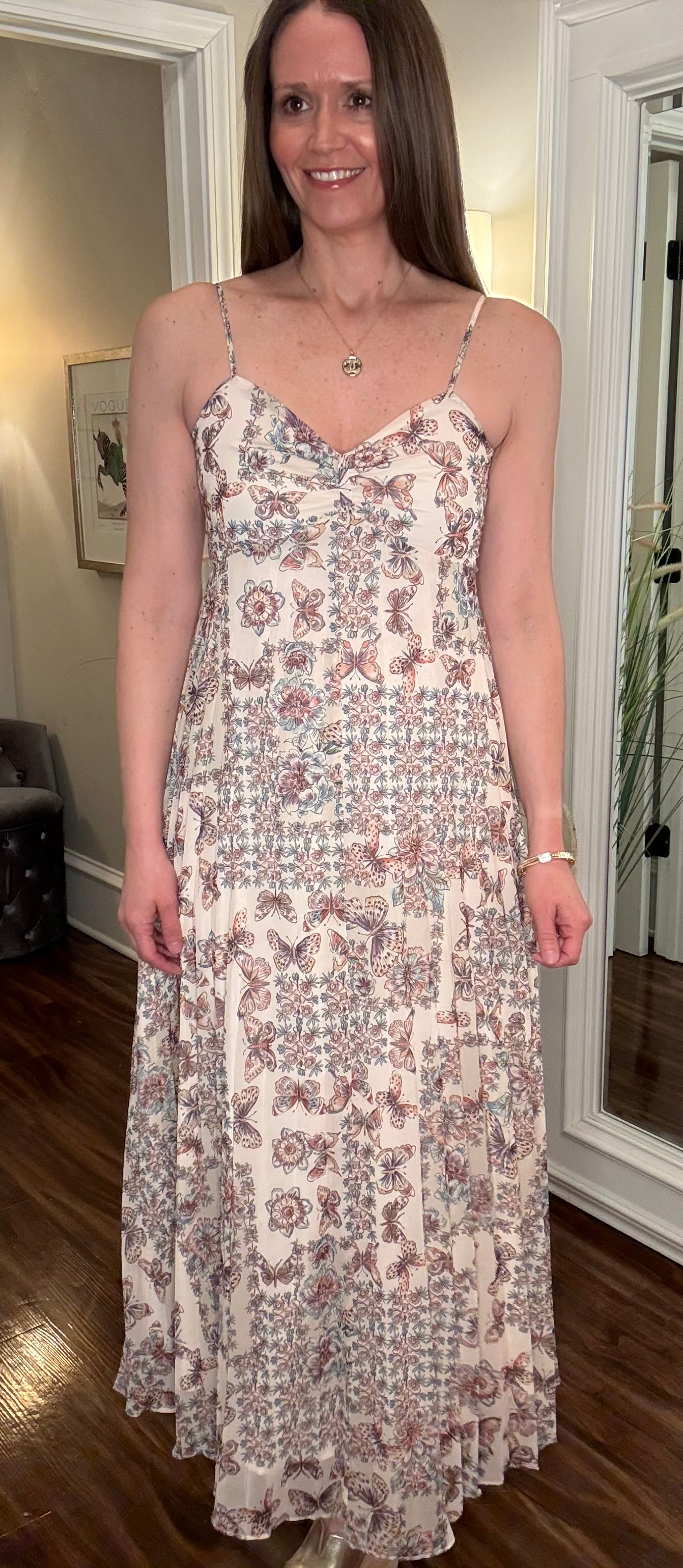 MOLLY BRACKEN BUTTERFLY PRINT MAXI DRESS 3.18