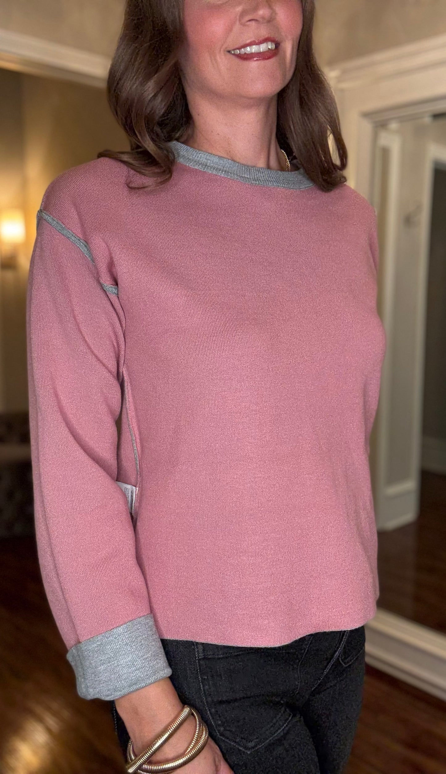 YEST BRENNA CONTRAST TRIM SWEATER 7.30