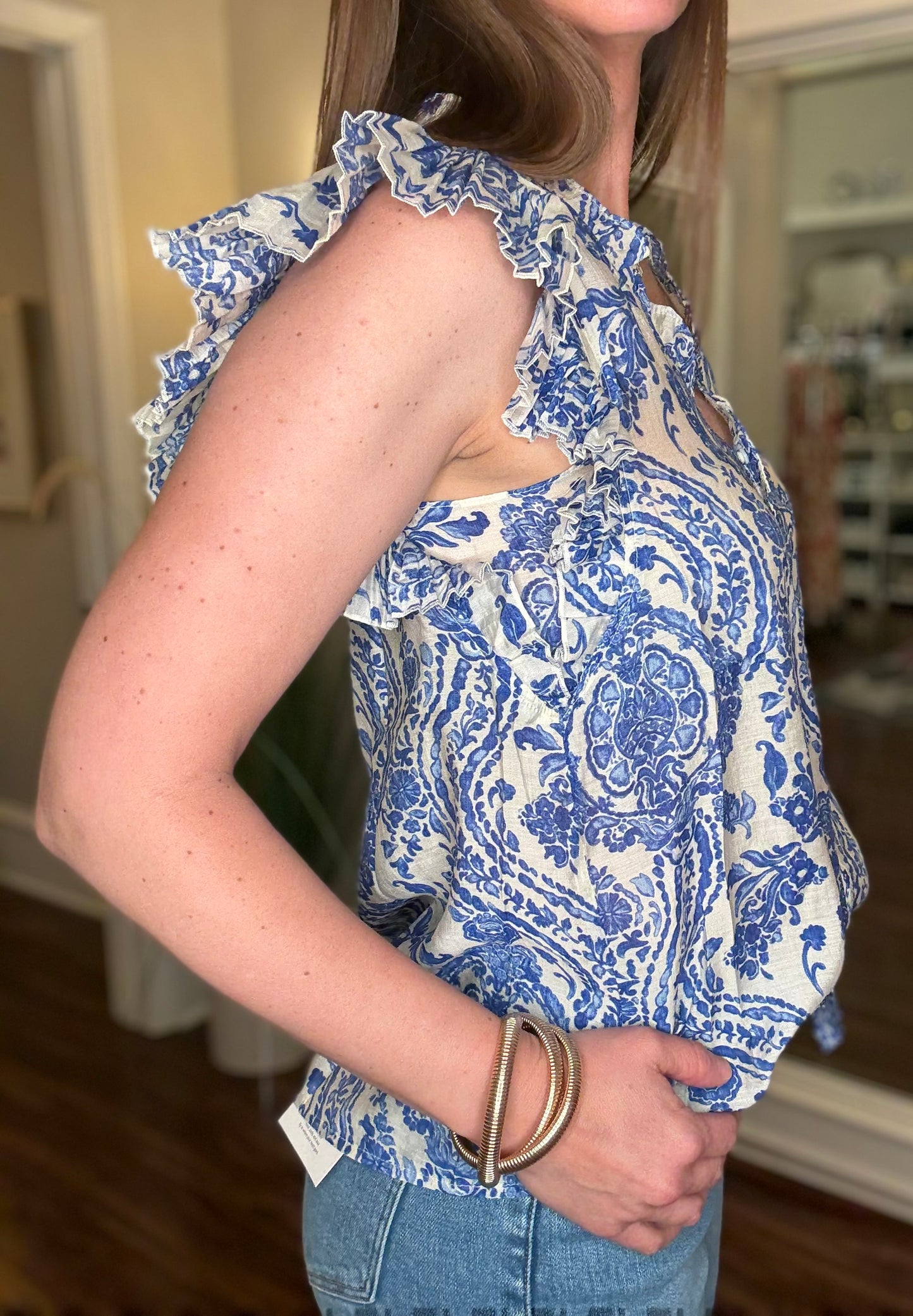 VOY PLEATED PAISLEY PRINT TOP 5.1