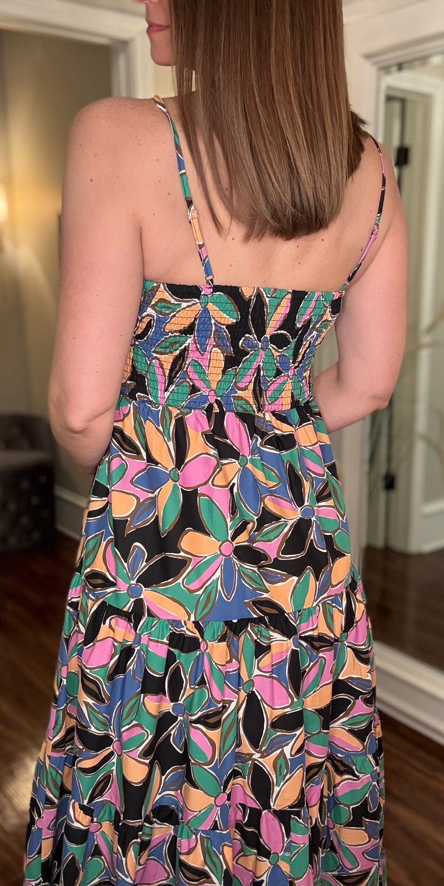 FLORAL SLEEVELESS TIERED MAXI DRESS 3.25