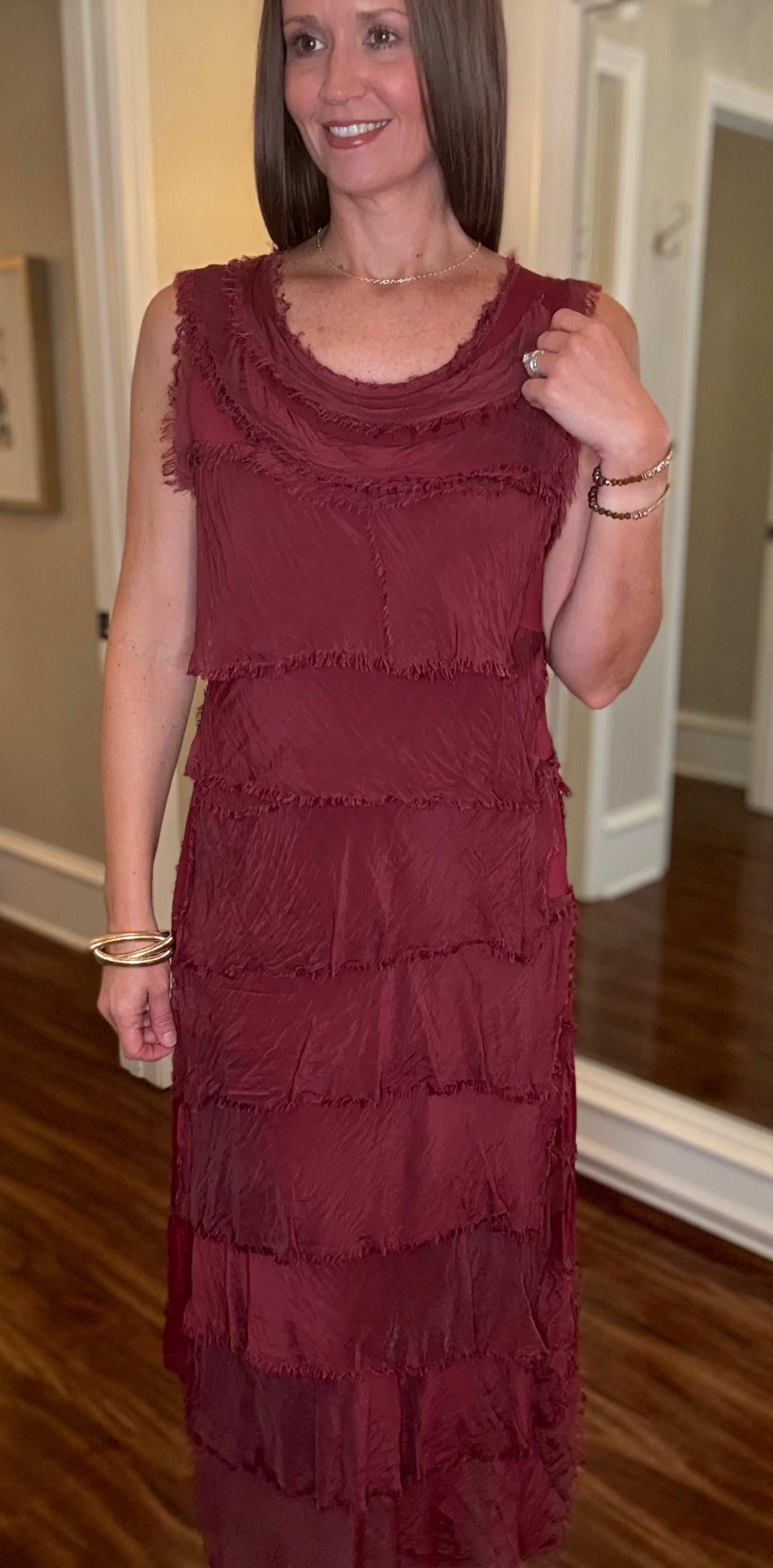 SILK RUFFLE DRESS (multiple colors)